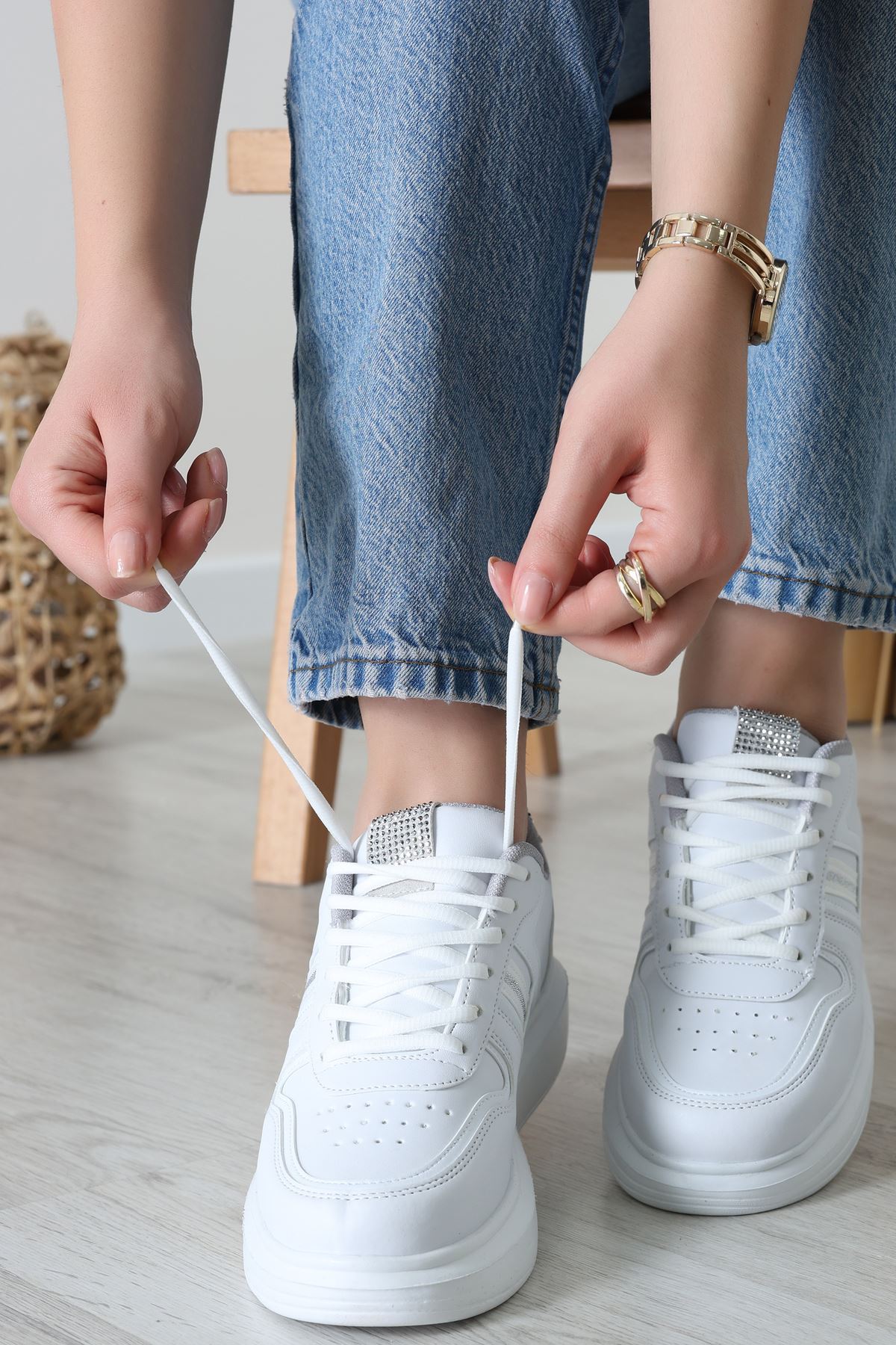 Kalın Taban Günlük Ayakkabı Beyaz - 31758.264.