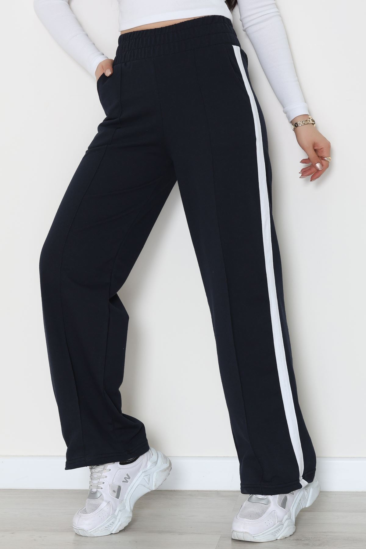 Şeritli 2 İplik Eşofman Altı Lacivert - 52103.1005.