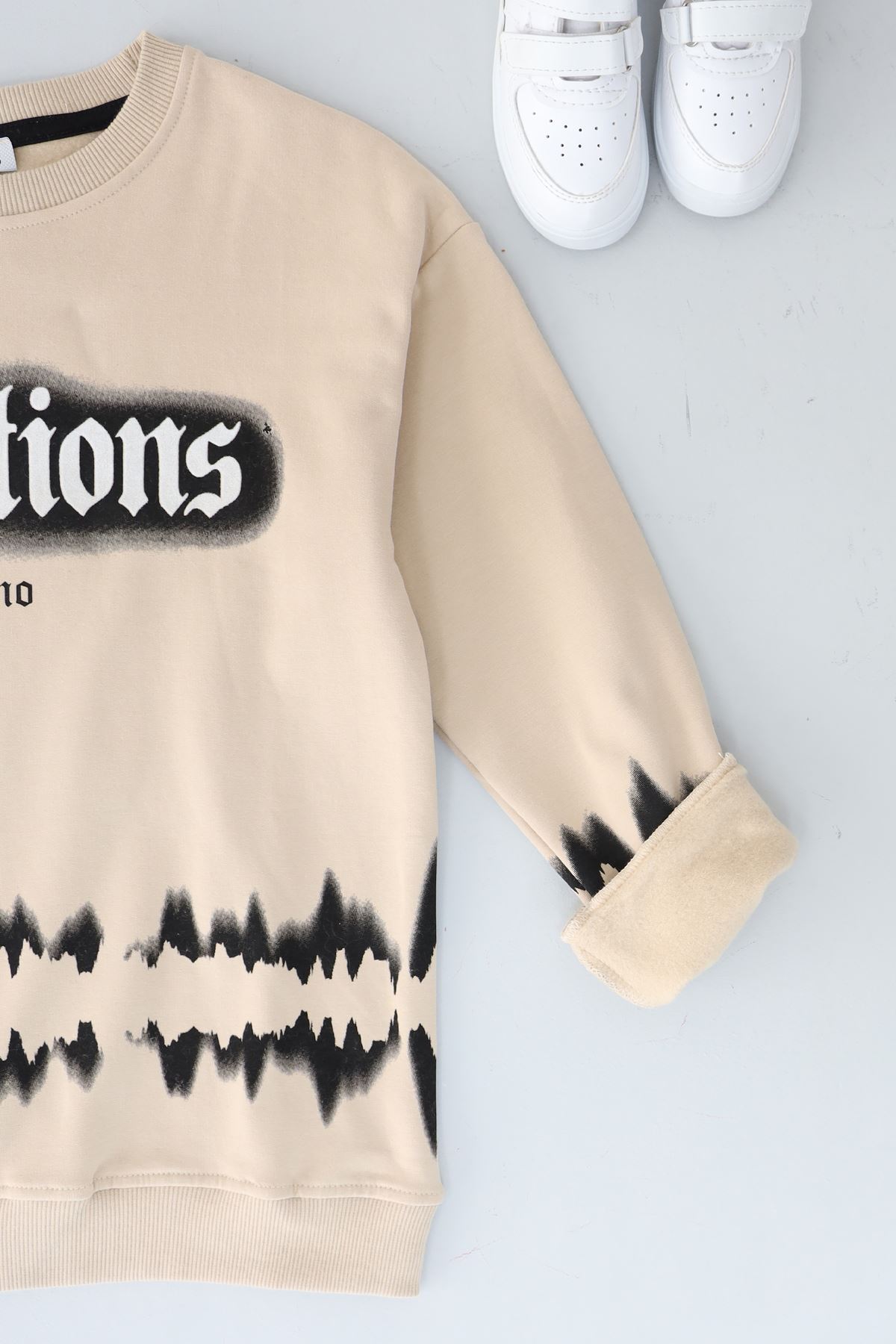 10-13 Yaş İki İplik Şardonlu Sweat Bej - 3264128.1576.