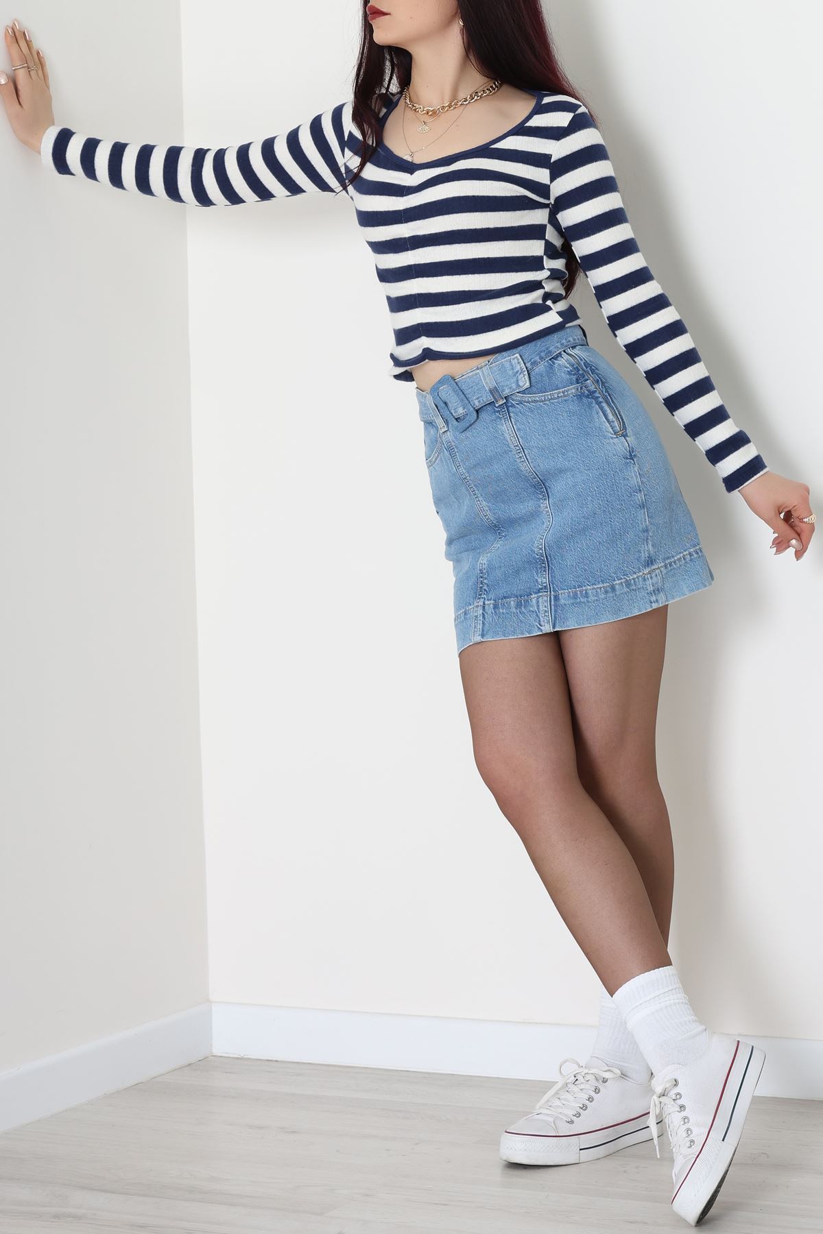 Kalp Yaka Büzgülü Kaşkorse Bluz Lacibeyaz - 51092.1567.