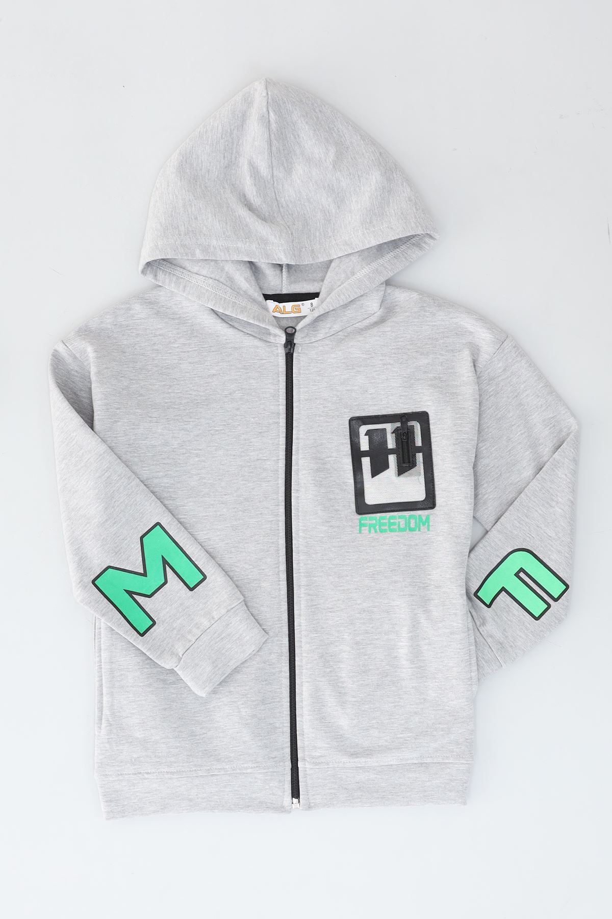 8-12 Yaş 2 İplik Şardonlu Fermuarlı Sweat Gri - 324449.1576.