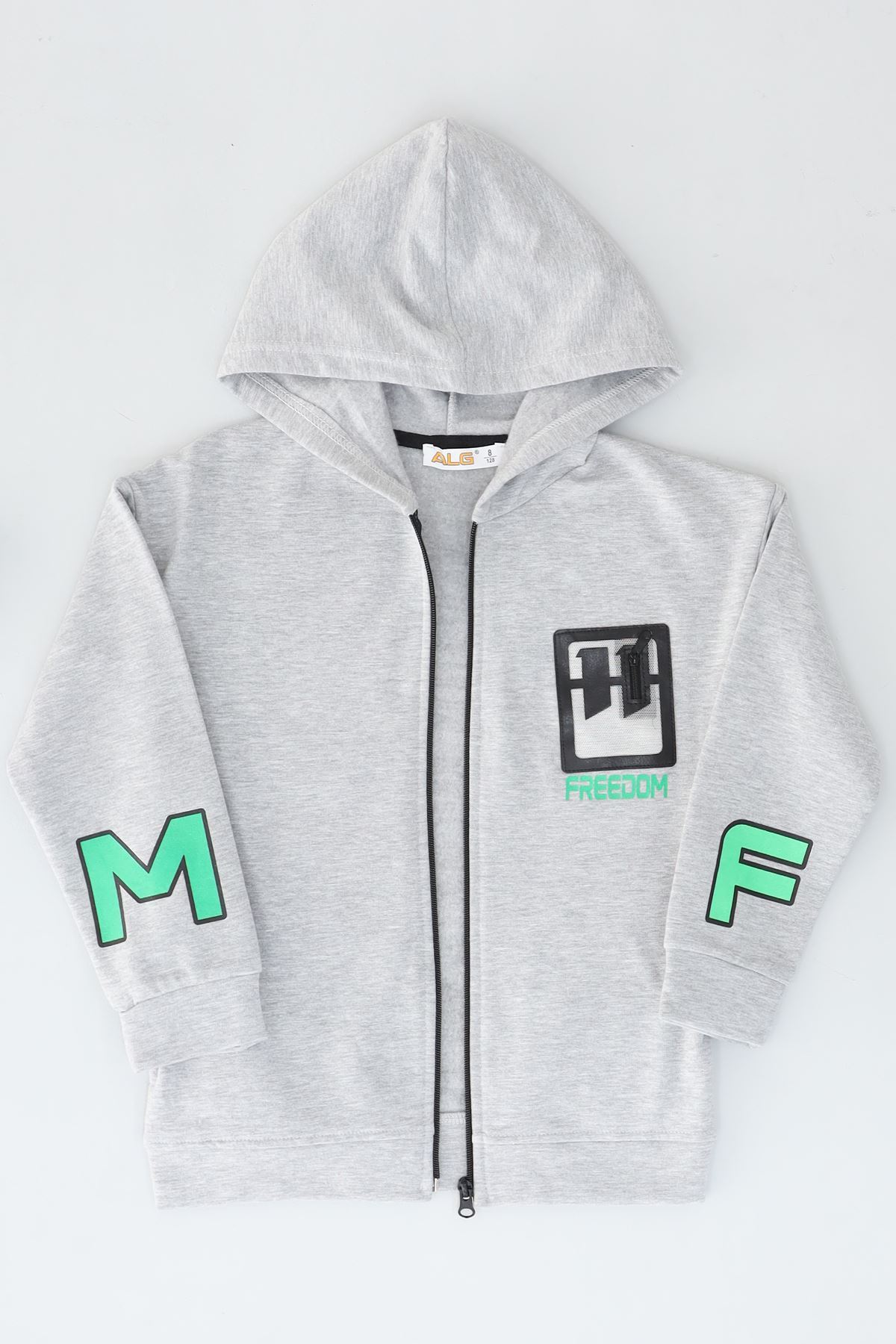 8-12 Yaş 2 İplik Şardonlu Fermuarlı Sweat Gri - 324449.1576.