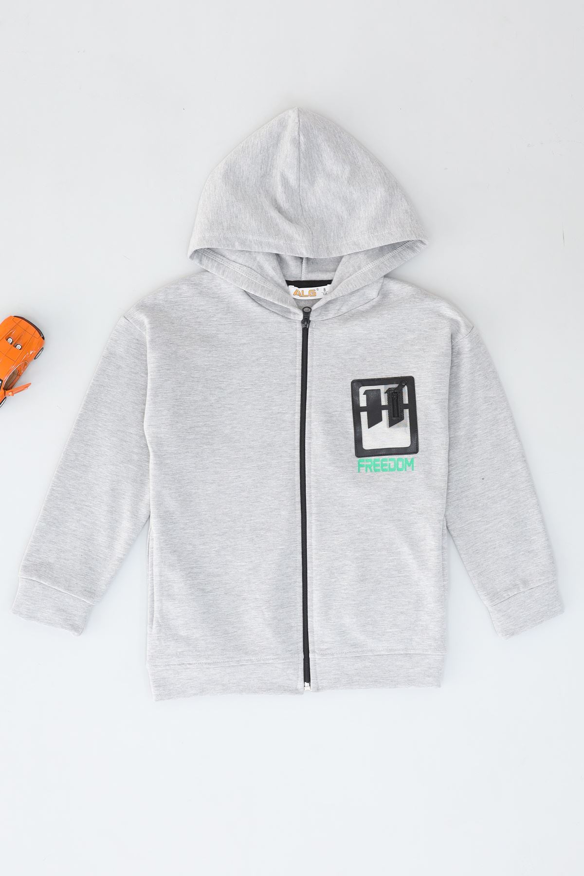 8-12 Yaş 2 İplik Şardonlu Fermuarlı Sweat Gri - 324449.1576.