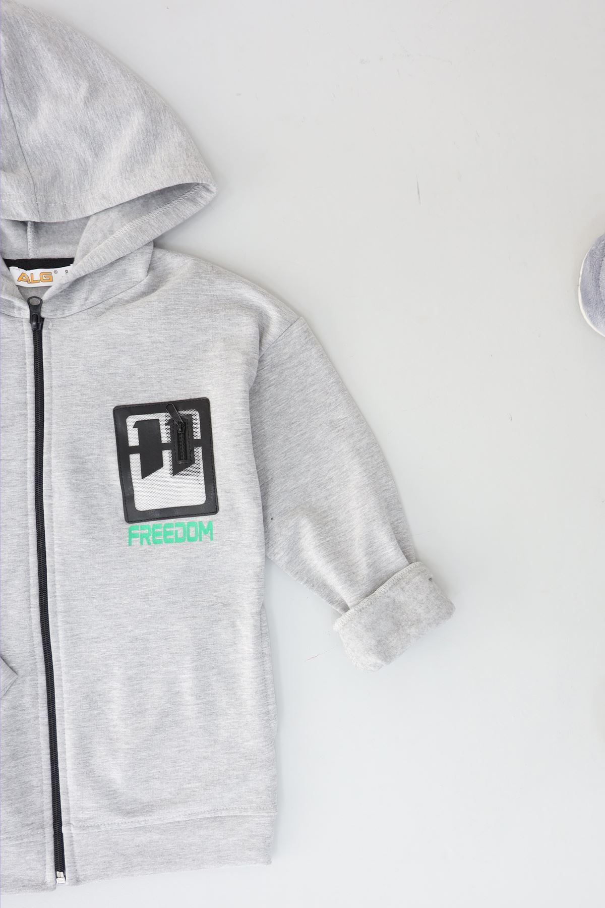 8-12 Yaş 2 İplik Şardonlu Fermuarlı Sweat Gri - 324449.1576.