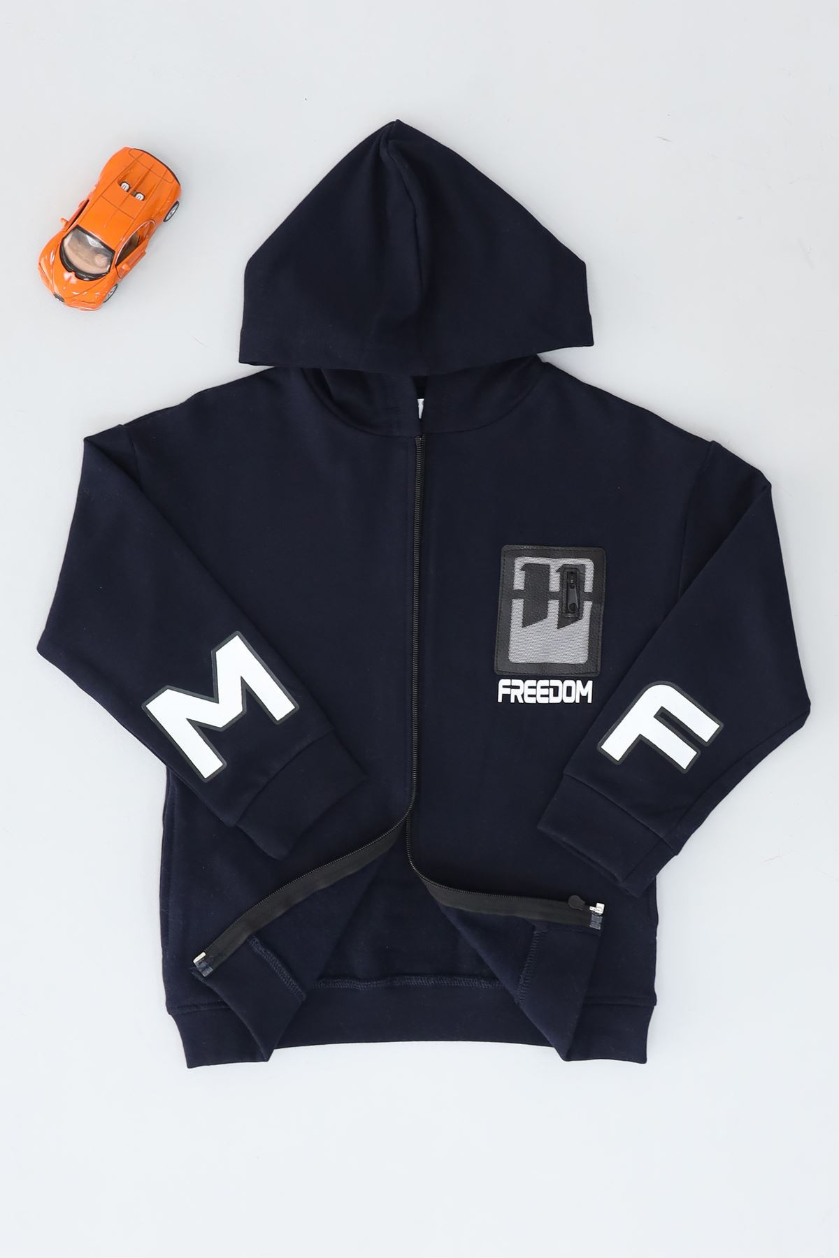 8-12 Yaş 2 İplik Şardonlu Fermuarlı Sweat Lacivert - 324449.1576.