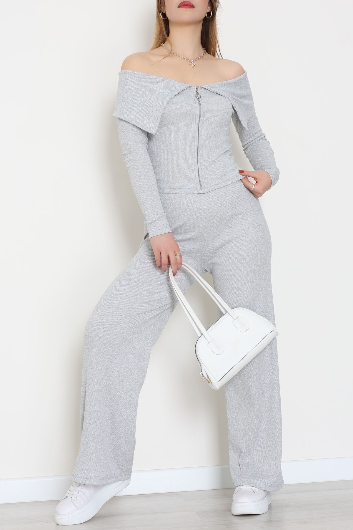 Madonna Yaka Likralı Kaşkorse İkili Takım Gri - 51089.1567.