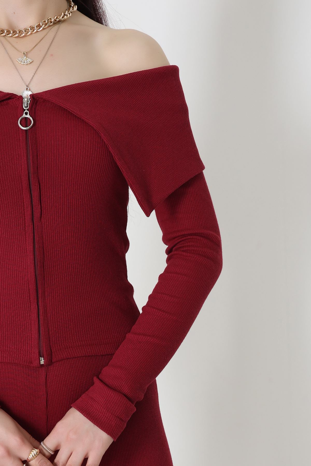 Madonna Yaka Likralı Kaşkorse İkili Takım Bordo - 51089.1567.