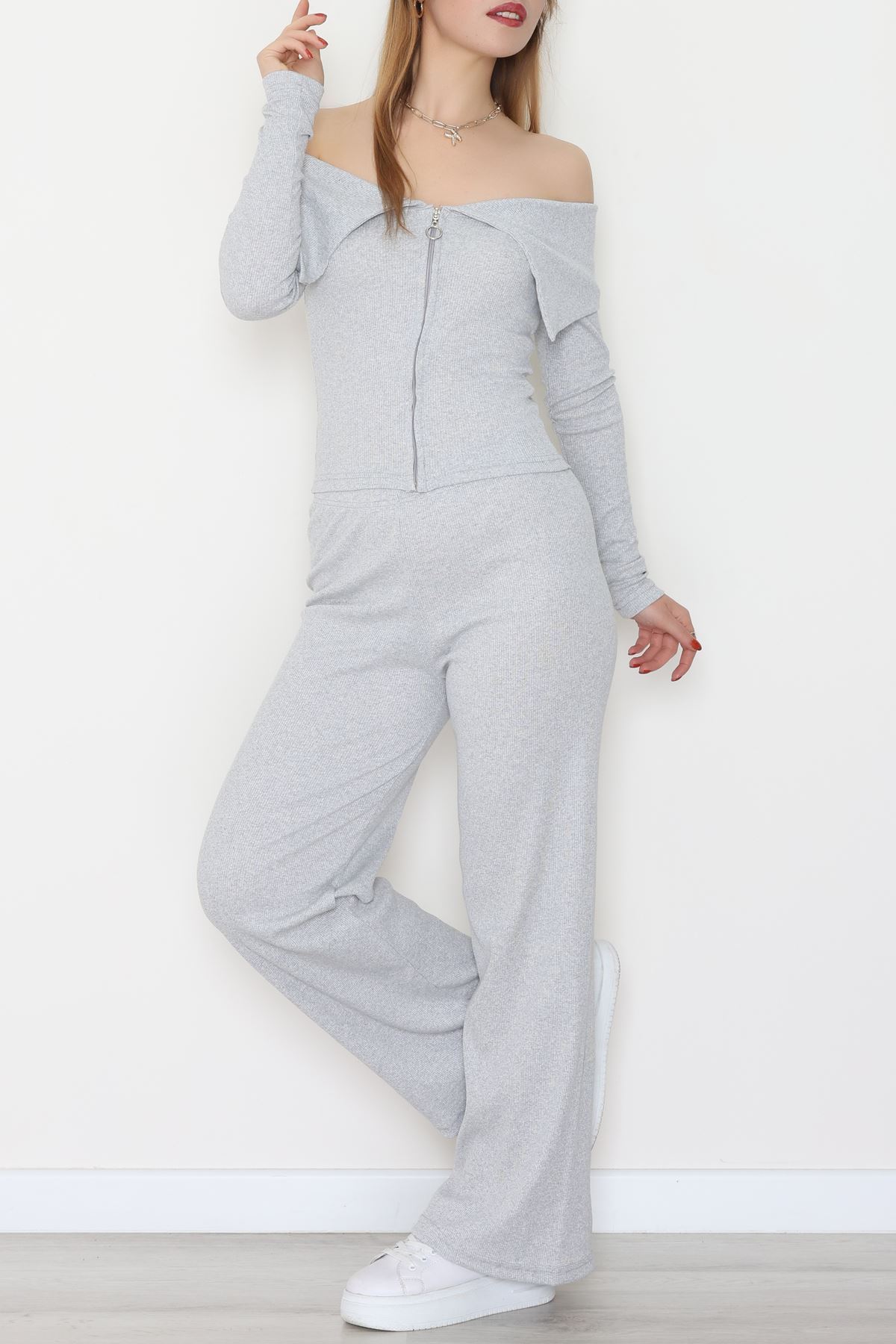 Madonna Yaka Likralı Kaşkorse İkili Takım Gri - 51089.1567.