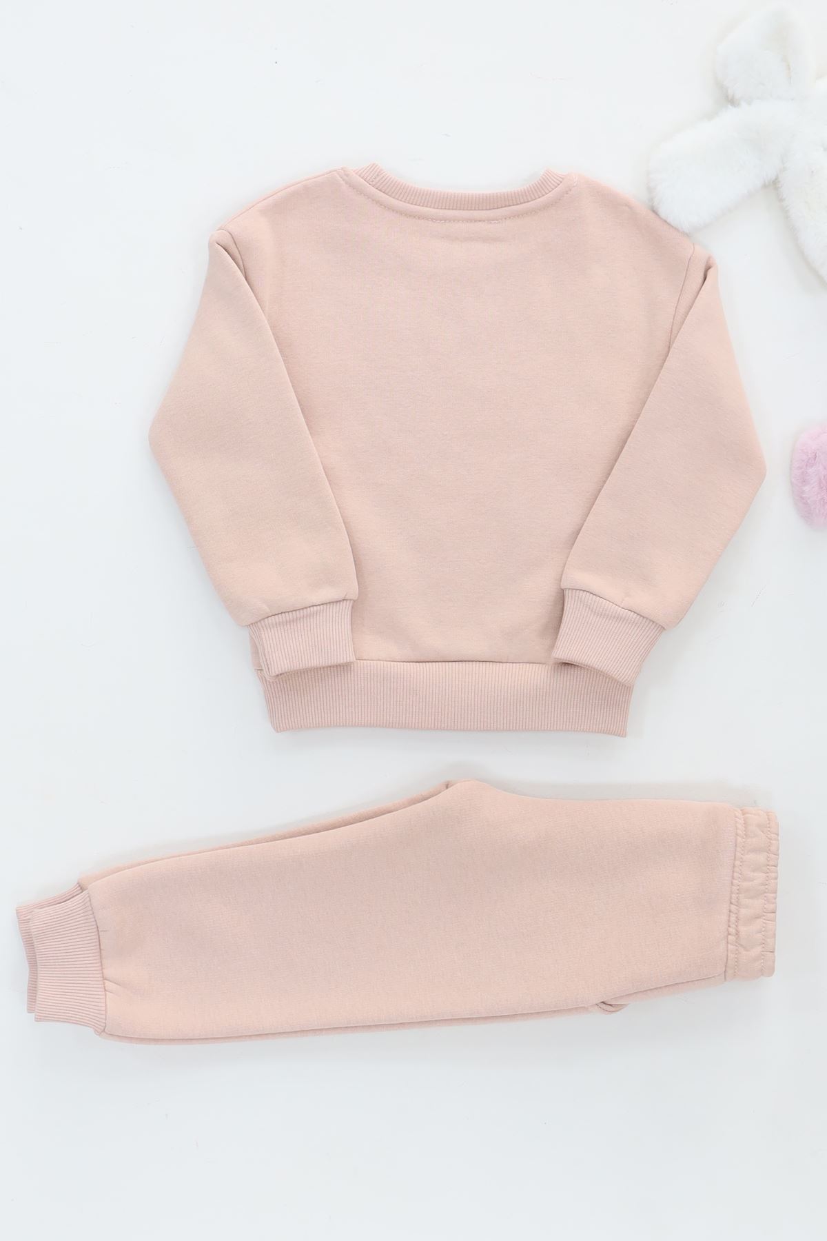 2-5 Yaş 3 İplik Şardonlu Eşofman Takımı Ten - 5264353.1576.