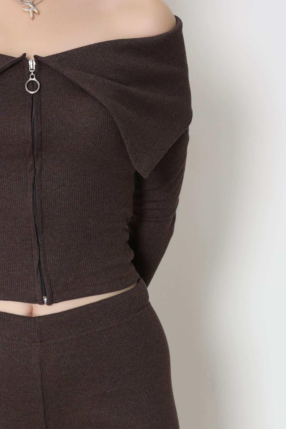 Madonna Yaka Likralı Kaşkorse İkili Takım Kahve - 51089.1567.