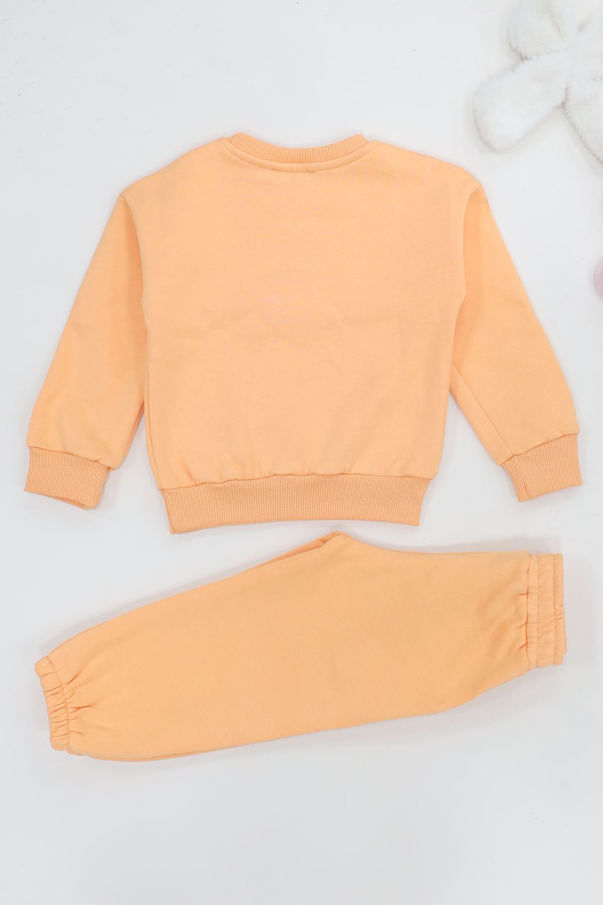 2-5 Yaş 3 İplik Şardonlu Eşofman Takımı Oranj - 5264370.1576.