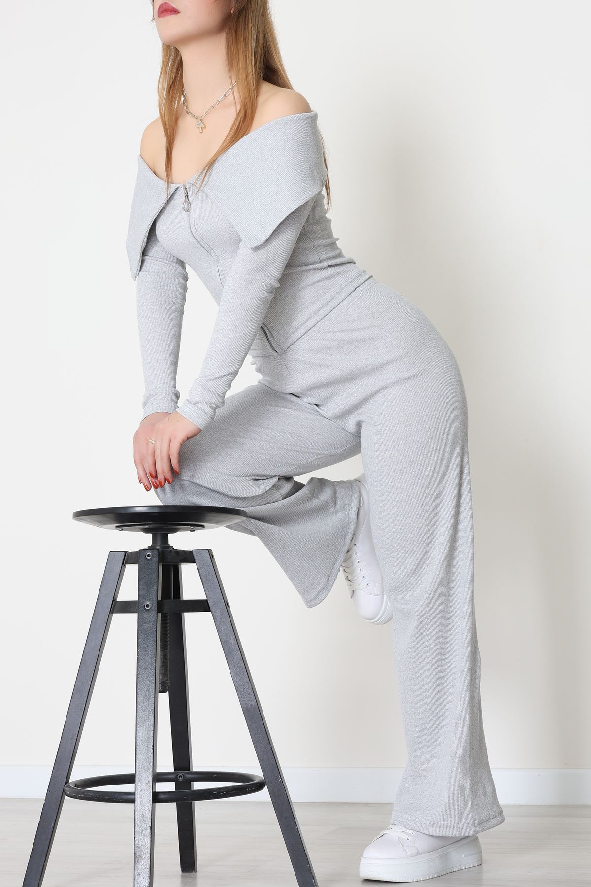 Madonna Yaka Likralı Kaşkorse İkili Takım Gri - 51089.1567.