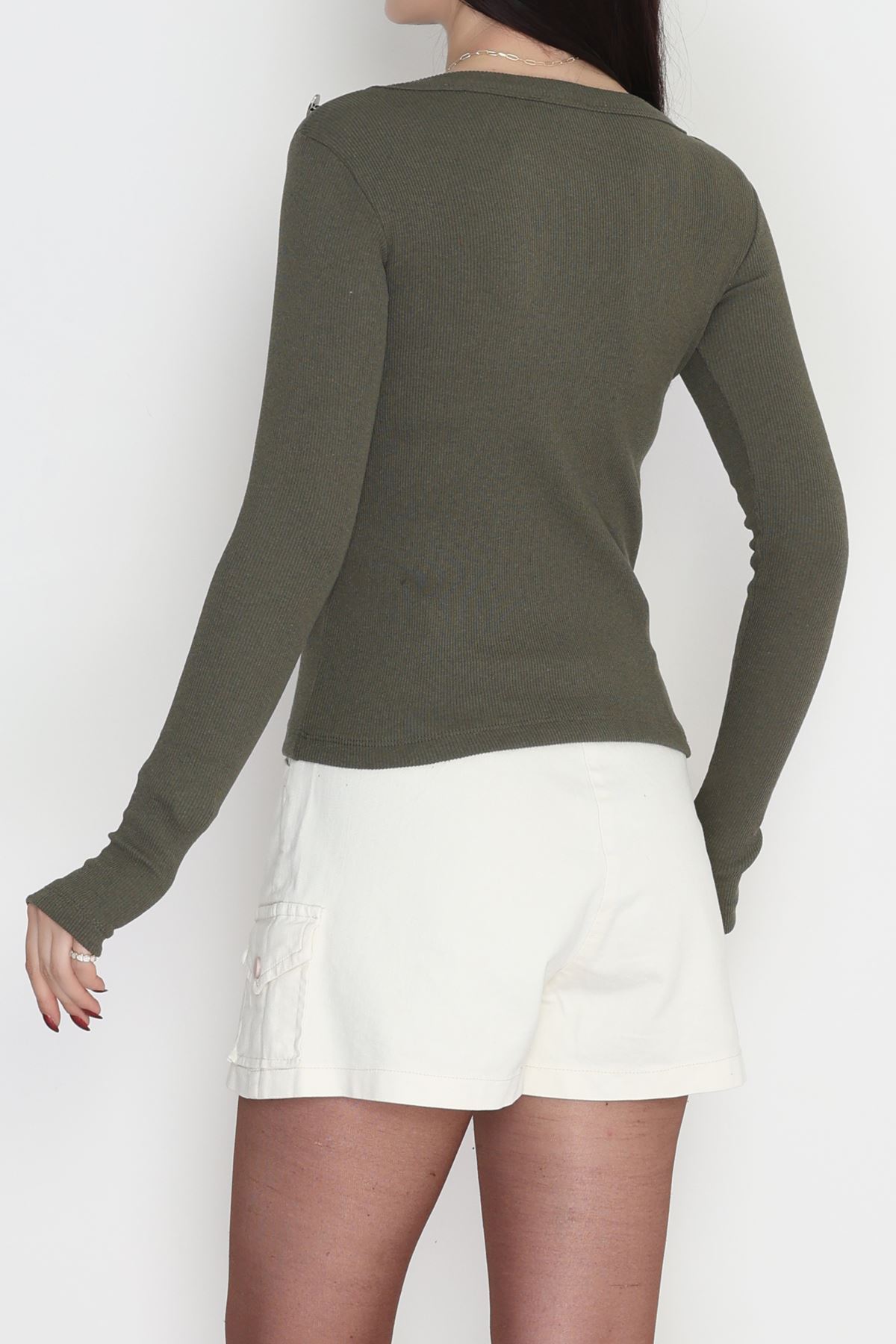 Bisiklet Yaka Omuz Düğmeli Kaşkorse Body Haki - 70790.599.