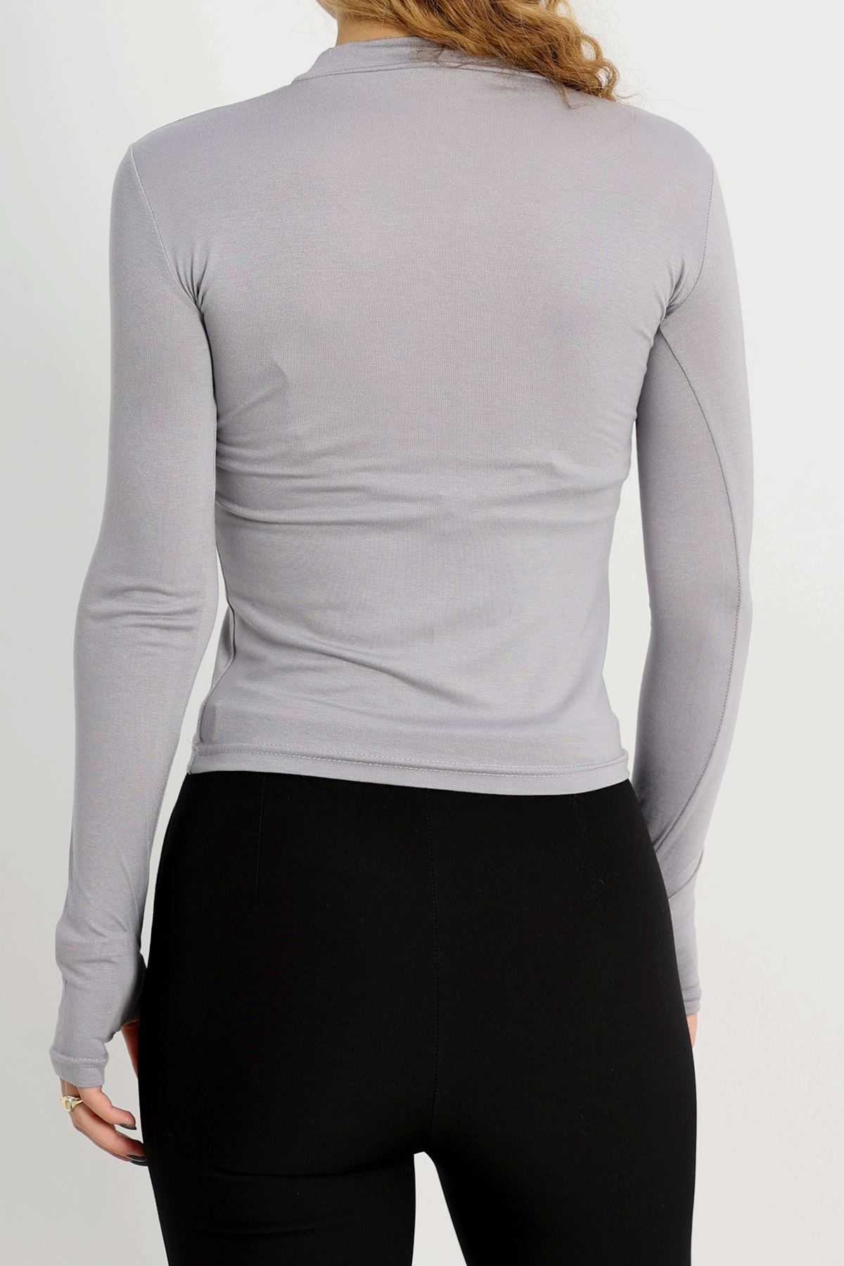 Dik Yaka Parmak Geçmeli Viskon Body Boyalıgri - 40076.599.