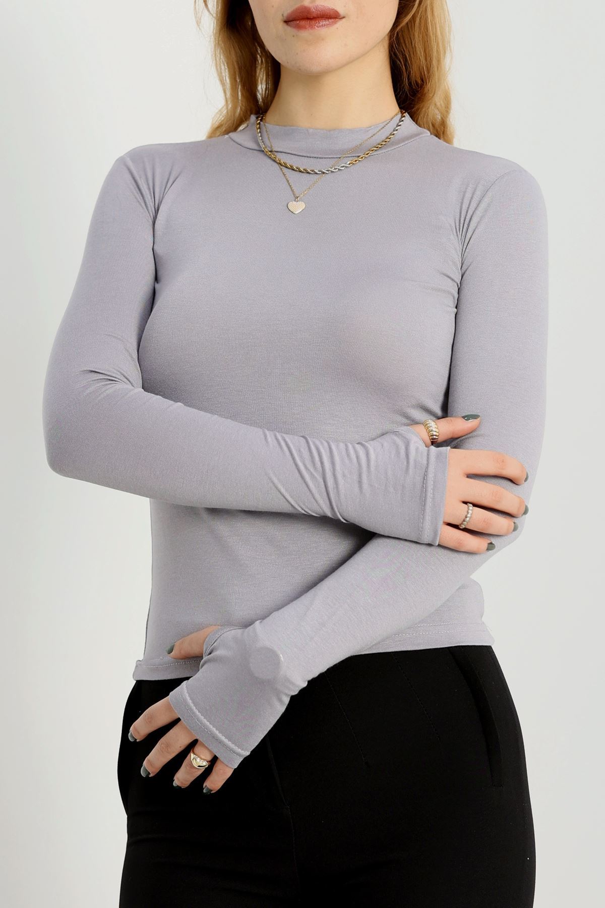 Dik Yaka Parmak Geçmeli Viskon Body Boyalıgri - 40076.599.