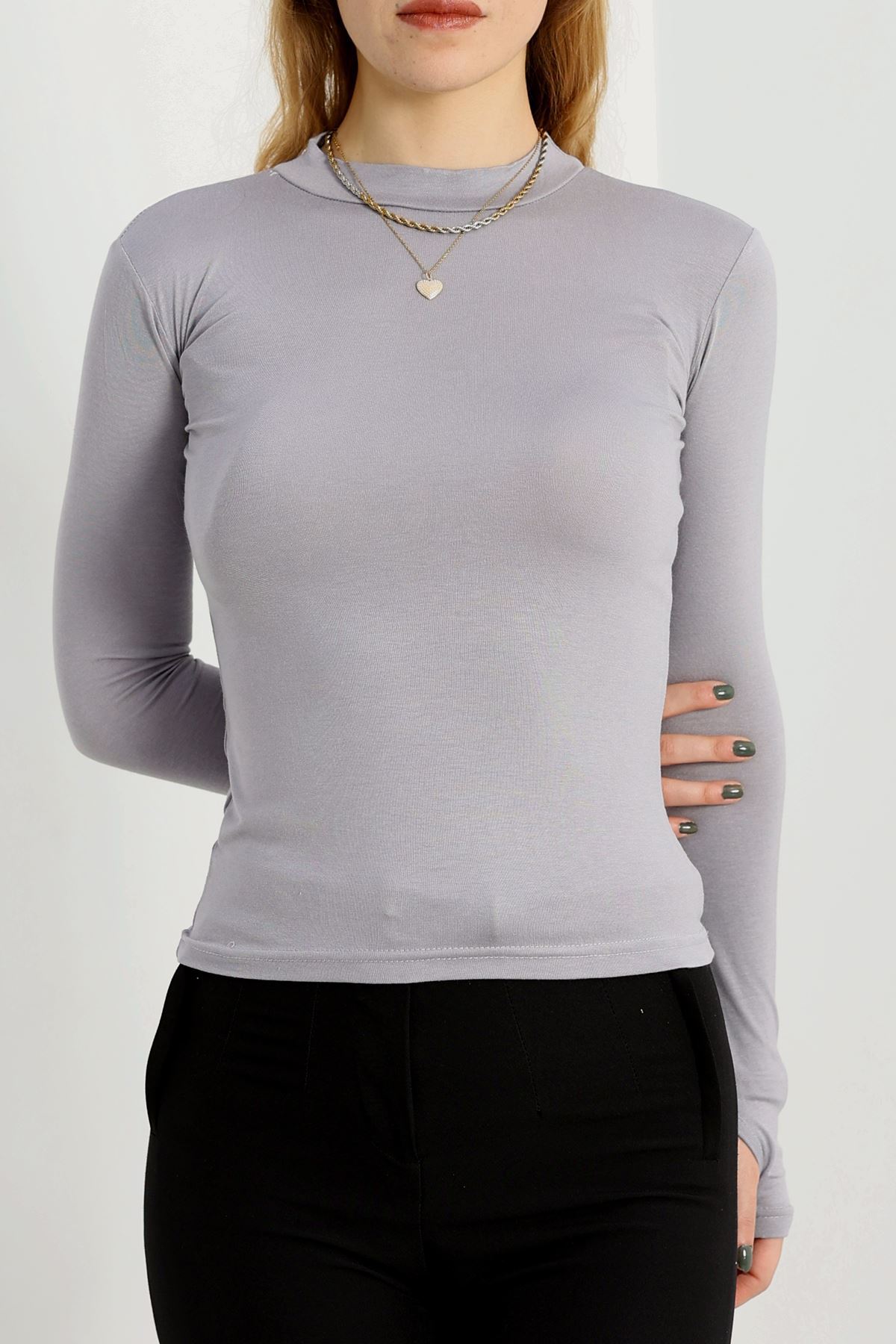 Dik Yaka Parmak Geçmeli Viskon Body Boyalıgri - 40076.599.