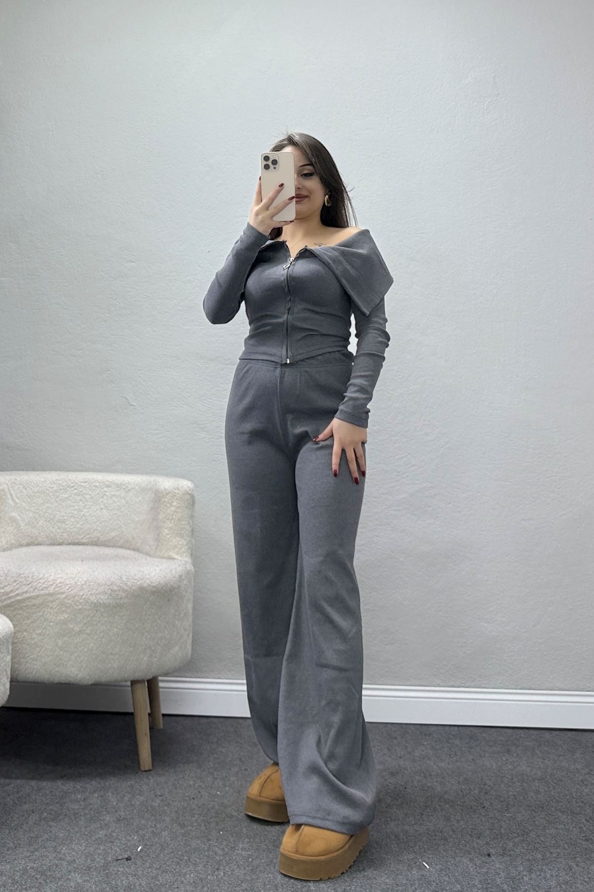 Madonna Yaka Likralı Kaşkorse İkili Takım Antrasit - 51089.1567.