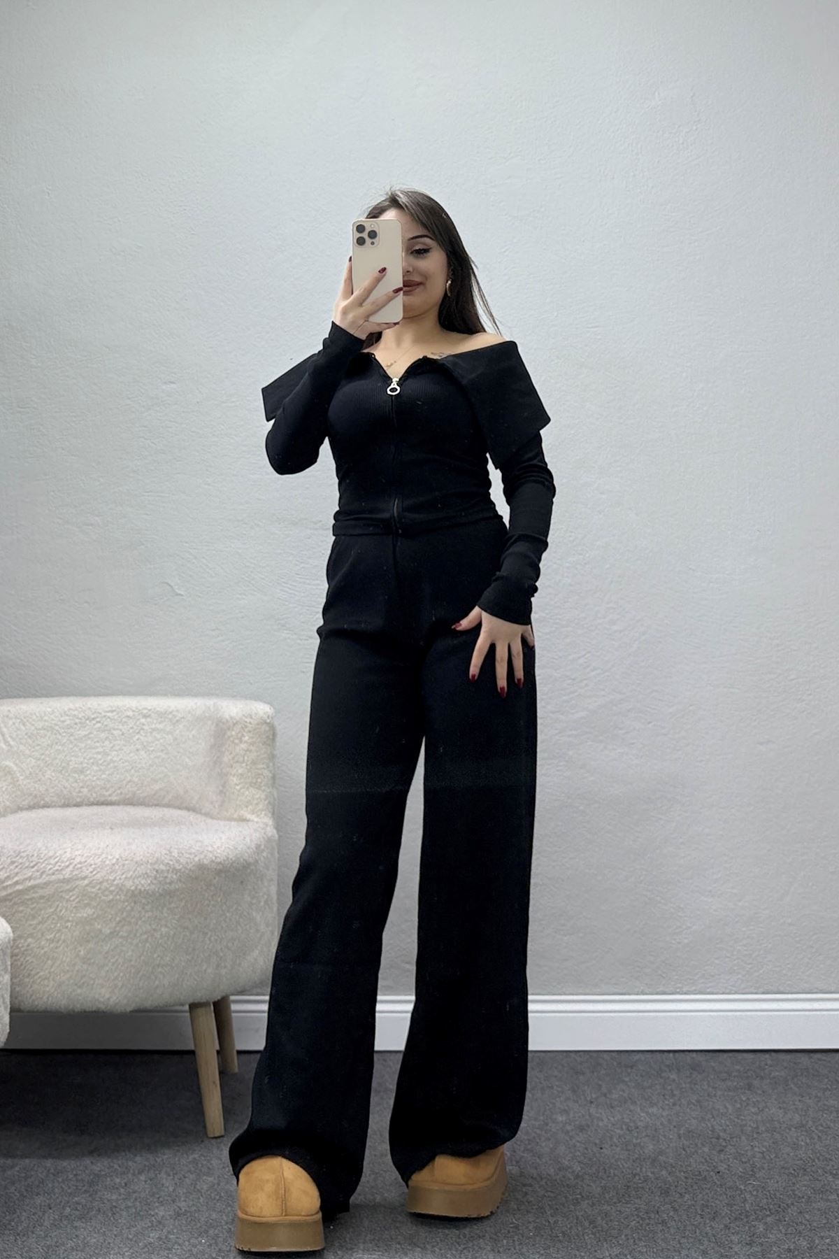 Madonna Yaka Likralı Kaşkorse İkili Takım Siyah - 51089.1567.