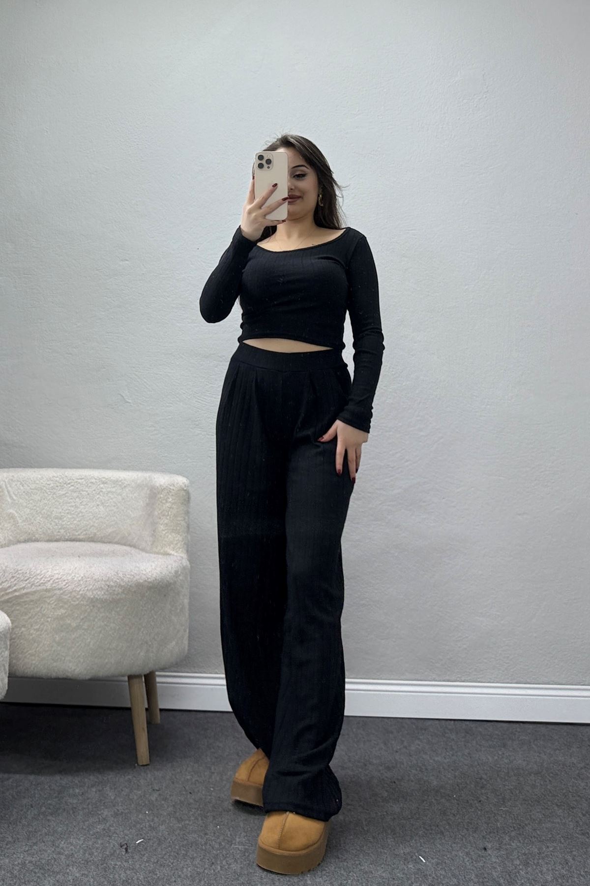 Raporlu İnterlok Çerçeve Yaka İkili Takım Siyah - 51090.1567.