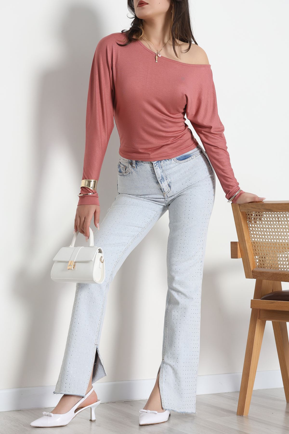 Kayık Yaka Viskon Body Gülkurusu - 42777.599.