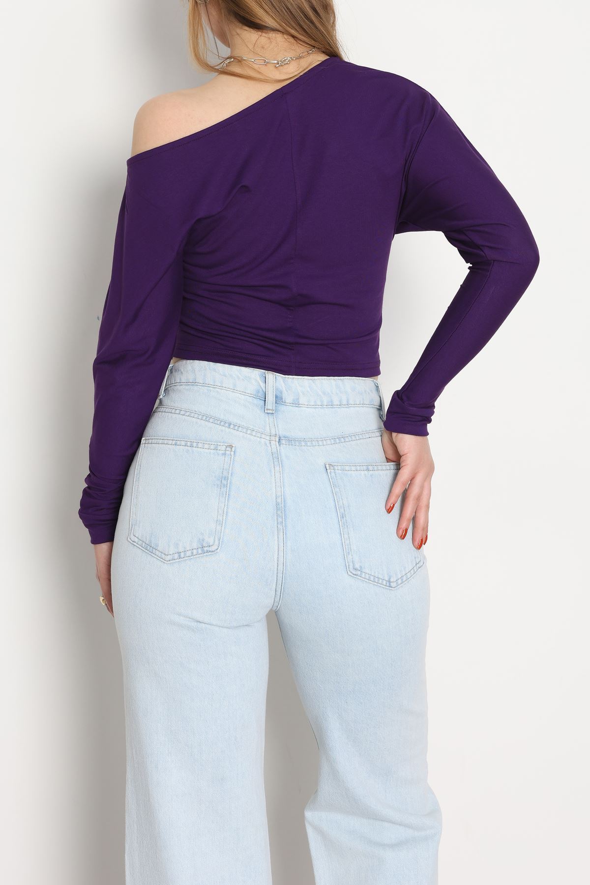 Kayık Yaka Viskon Body Mor - 42777.599.