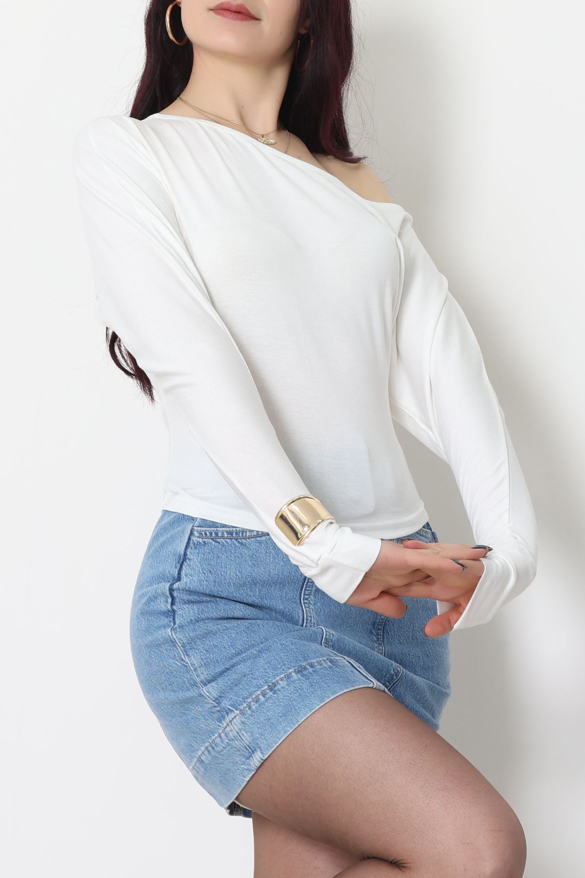 Kayık Yaka Viskon Body Ekru - 42777.599.