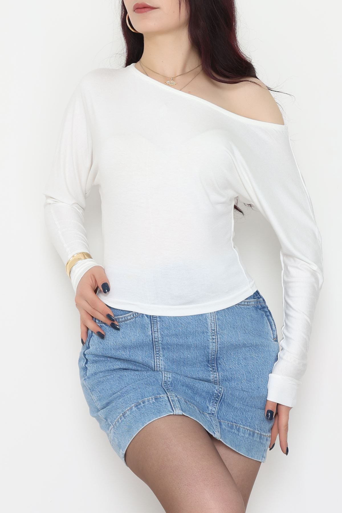 Kayık Yaka Viskon Body Ekru - 42777.599.