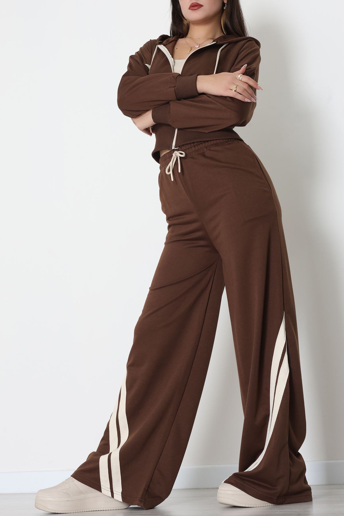 Keten Şertili 2 İplik Eşofman Takımı Kahvebej - 52079.1857.