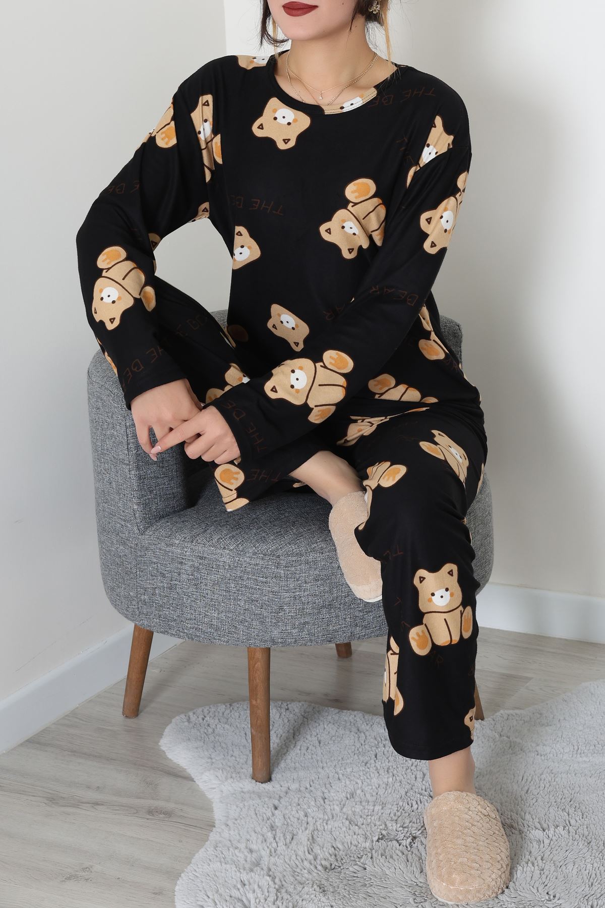 Süet Alt Üst Aynı Pijama Takımı Ayıkafa - 118.1287.