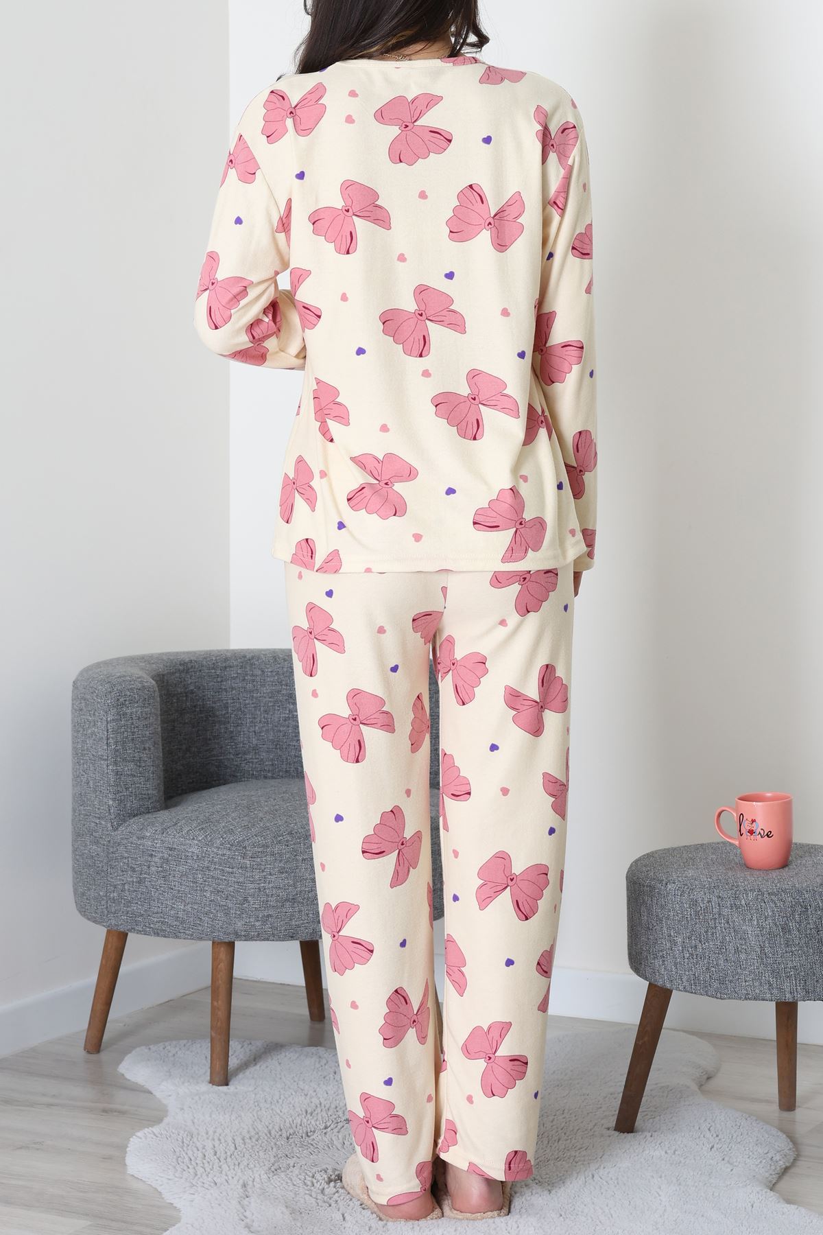 Süet Alt Üst Aynı Pijama Takımı Sarıpembe - 118.1287.