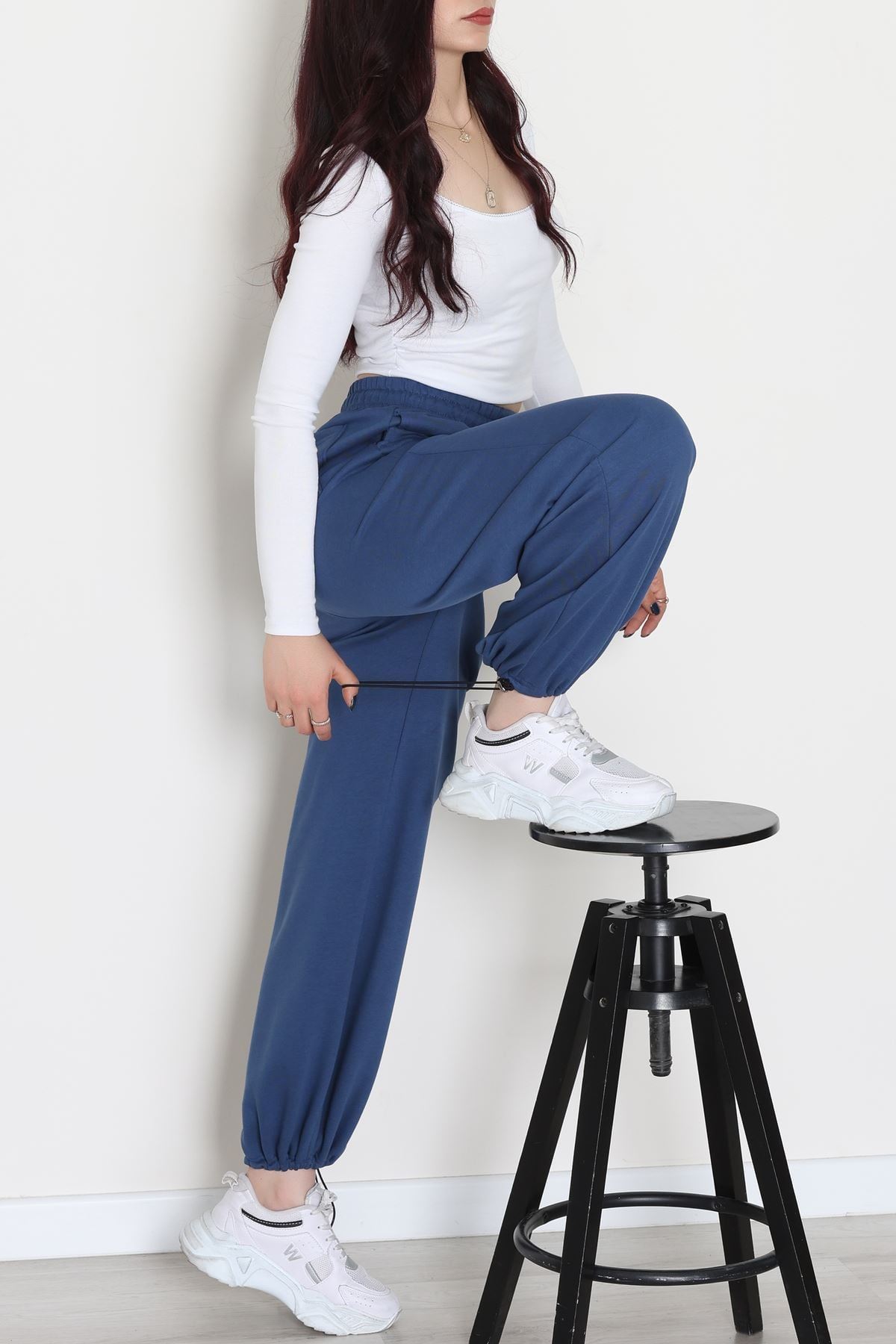 3 İplik Şardonlu Paça Stoperli Eşofman Altı İndigo - 52069.2113.