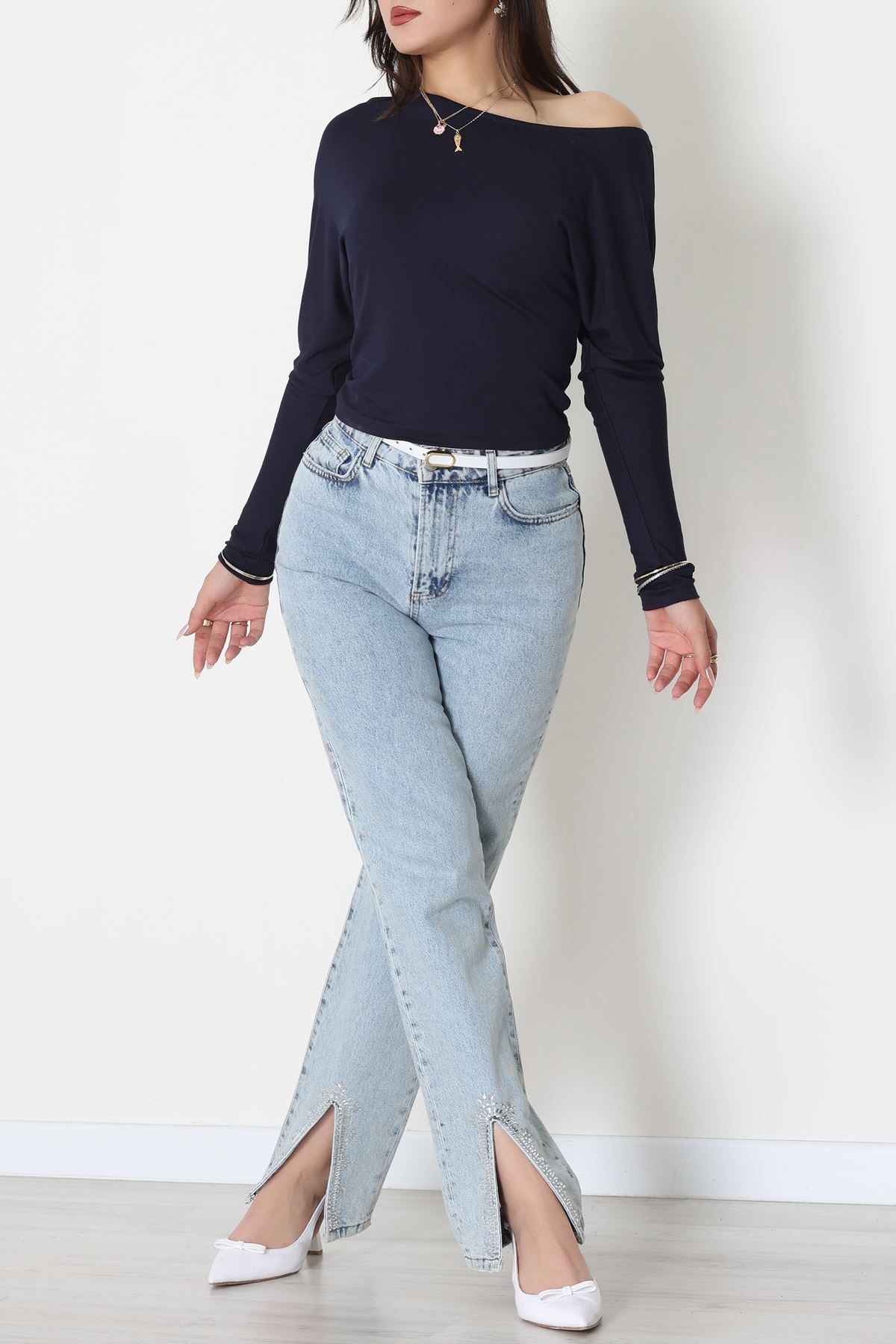 Kayık Yaka Viskon Body Lacivert - 42777.599.