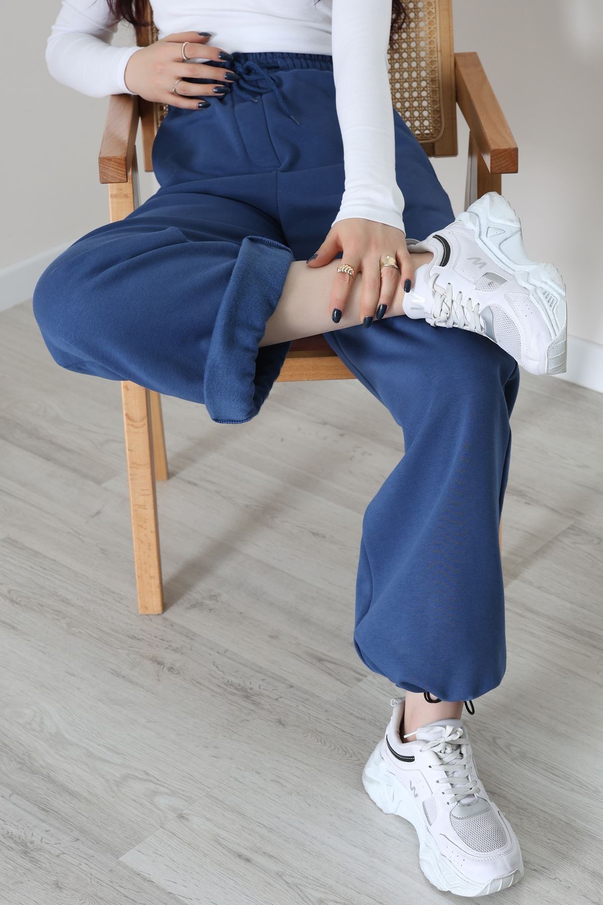 3 İplik Şardonlu Paça Stoperli Eşofman Altı İndigo - 52069.2113.