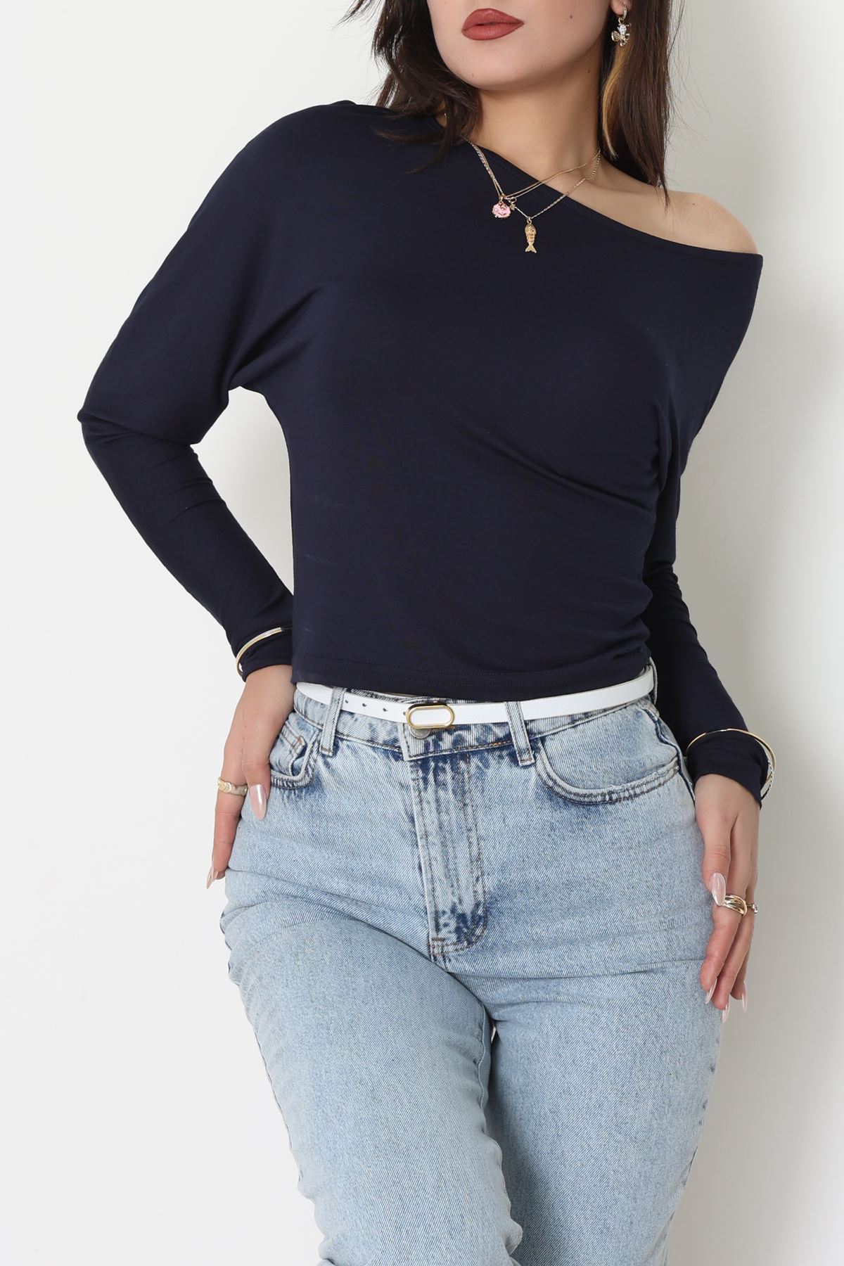 Kayık Yaka Viskon Body Lacivert - 42777.599.