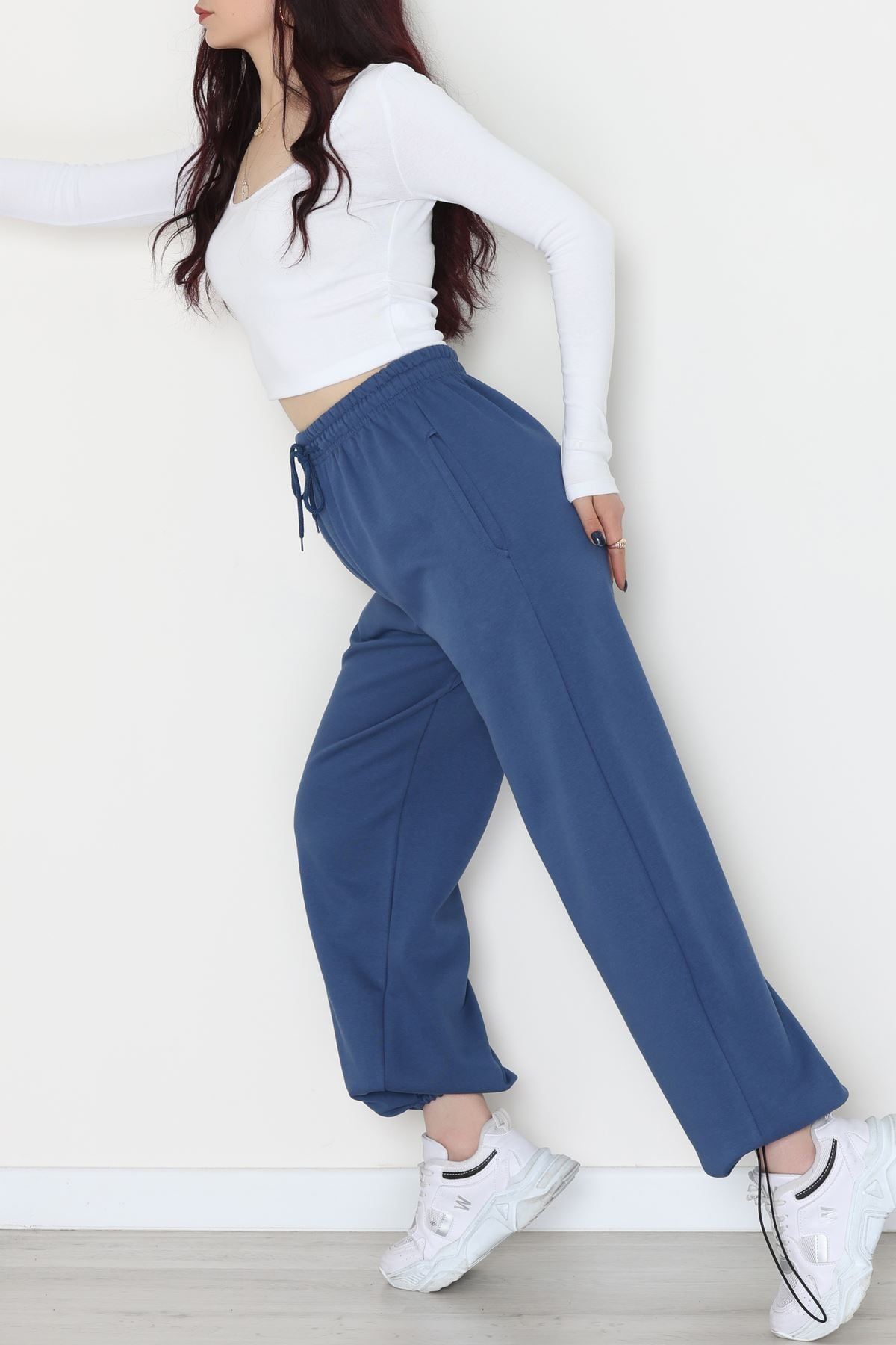 3 İplik Şardonlu Paça Stoperli Eşofman Altı İndigo - 52069.2113.