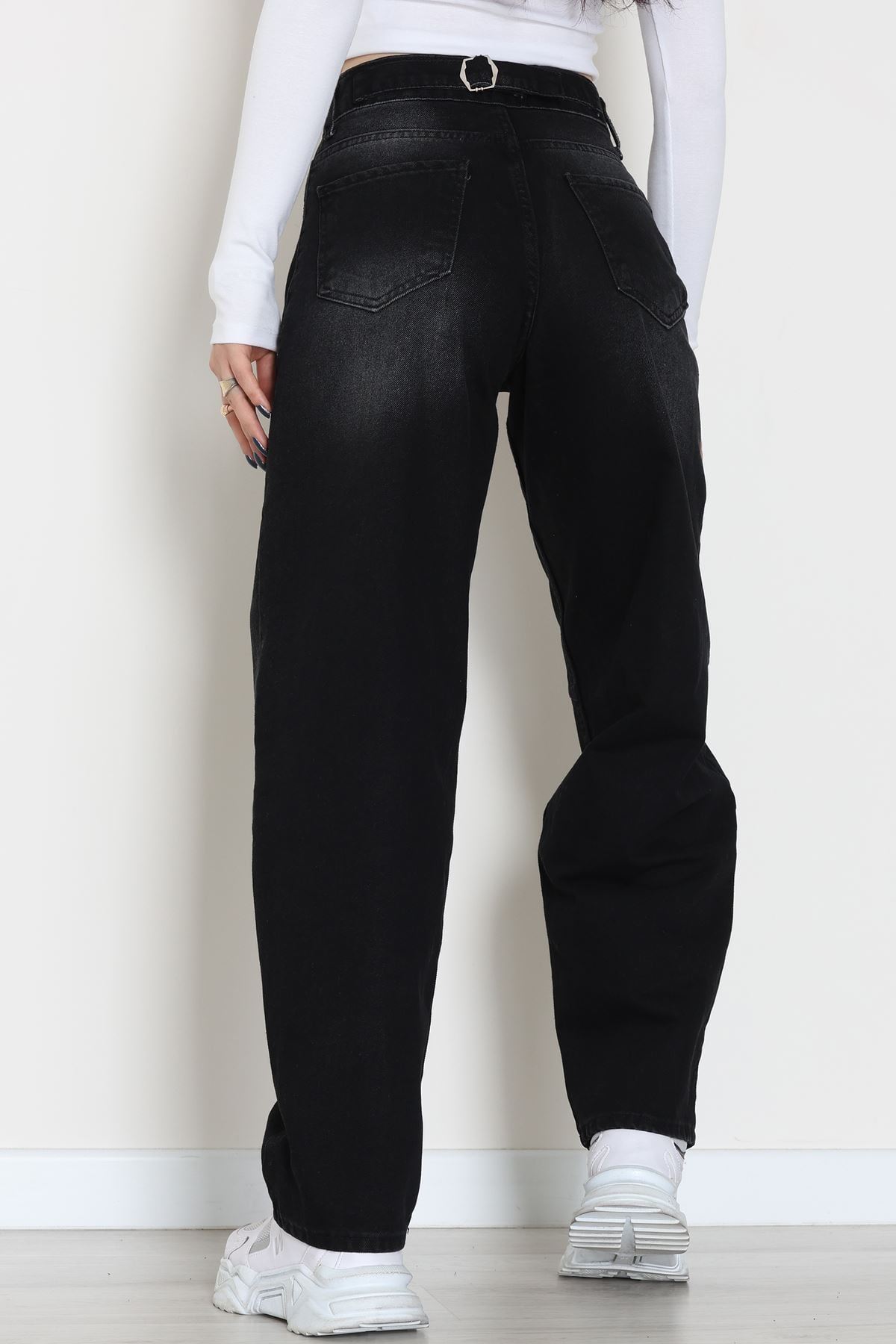 Arkası Tokalı Baggy Kot Pantolon Siyah - 31712.2059.