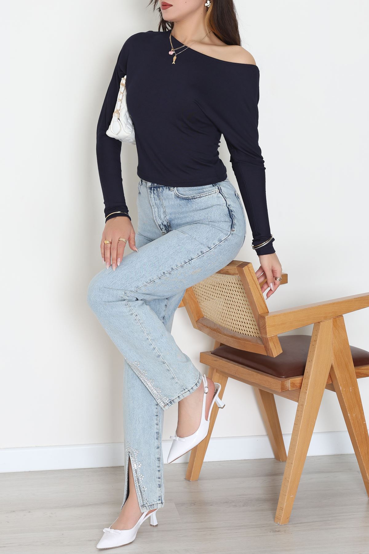 Kayık Yaka Viskon Body Lacivert - 42777.599.