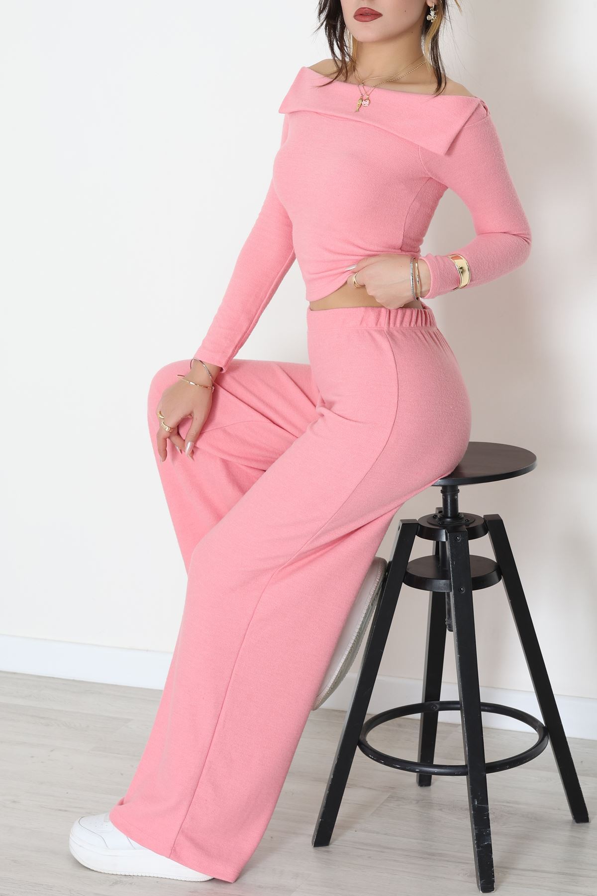 Madonna Yaka Yumoş Kumaş İkili Takım Pembe - 51095.2114.