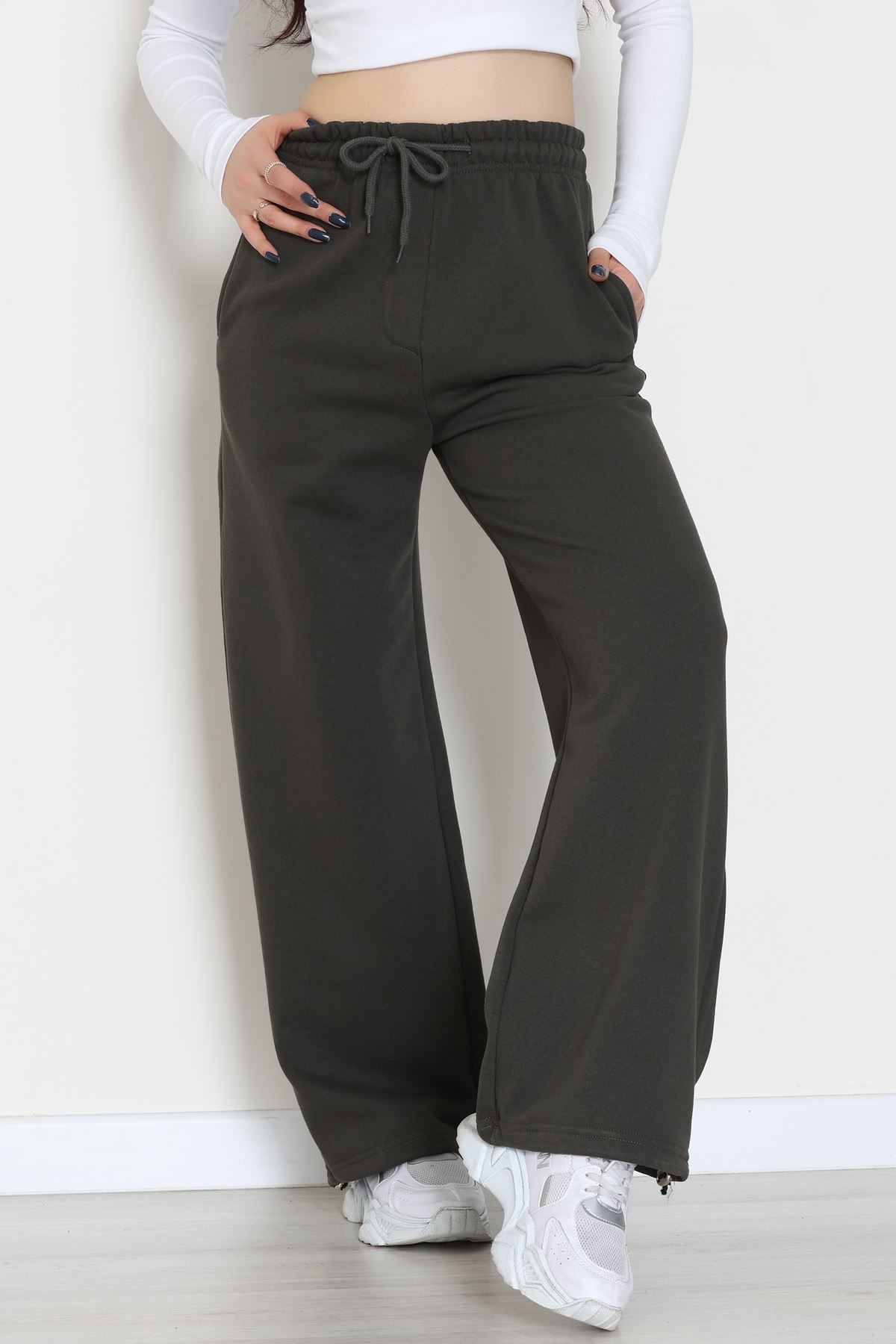 3 İplik Şardonlu Paça Stoperli Eşofman Altı Haki - 52069.2113.