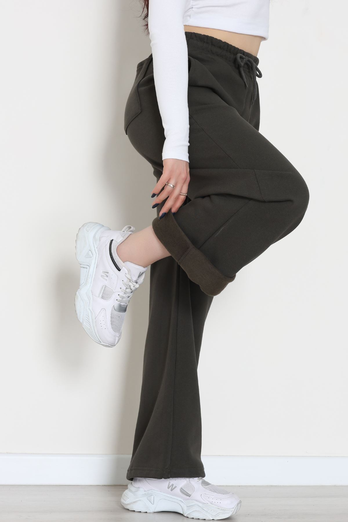 3 İplik Şardonlu Paça Stoperli Eşofman Altı Haki - 52069.2113.