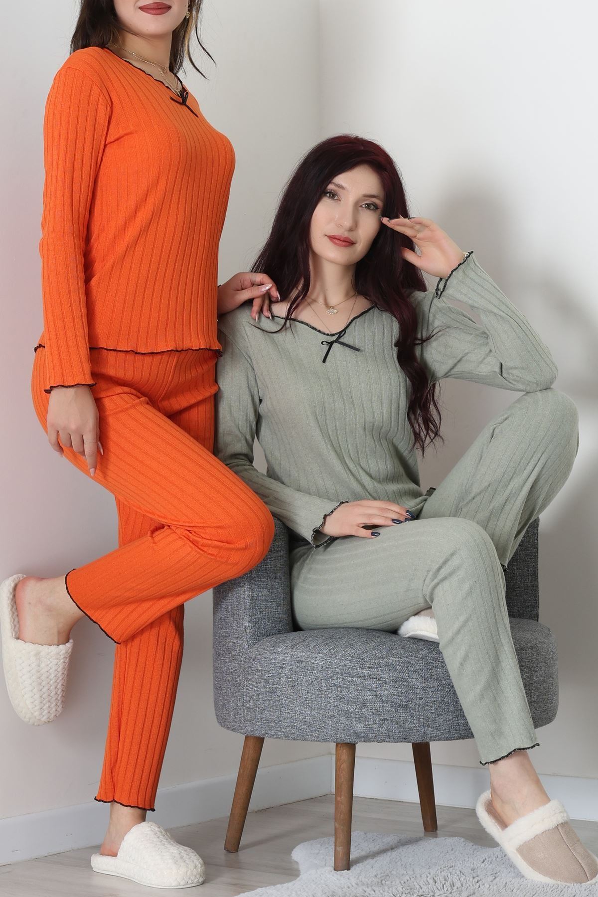 Fitilli İnterlok Pijama Takımı Çağla1 - 70796.1048.