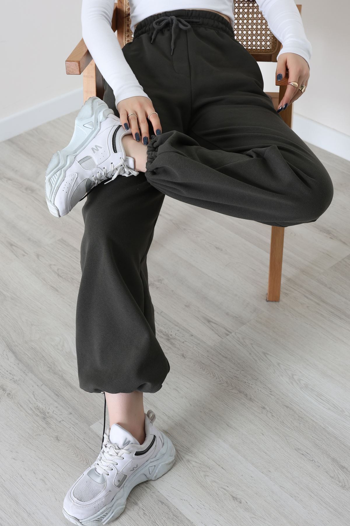 3 İplik Şardonlu Paça Stoperli Eşofman Altı Haki - 52069.2113.