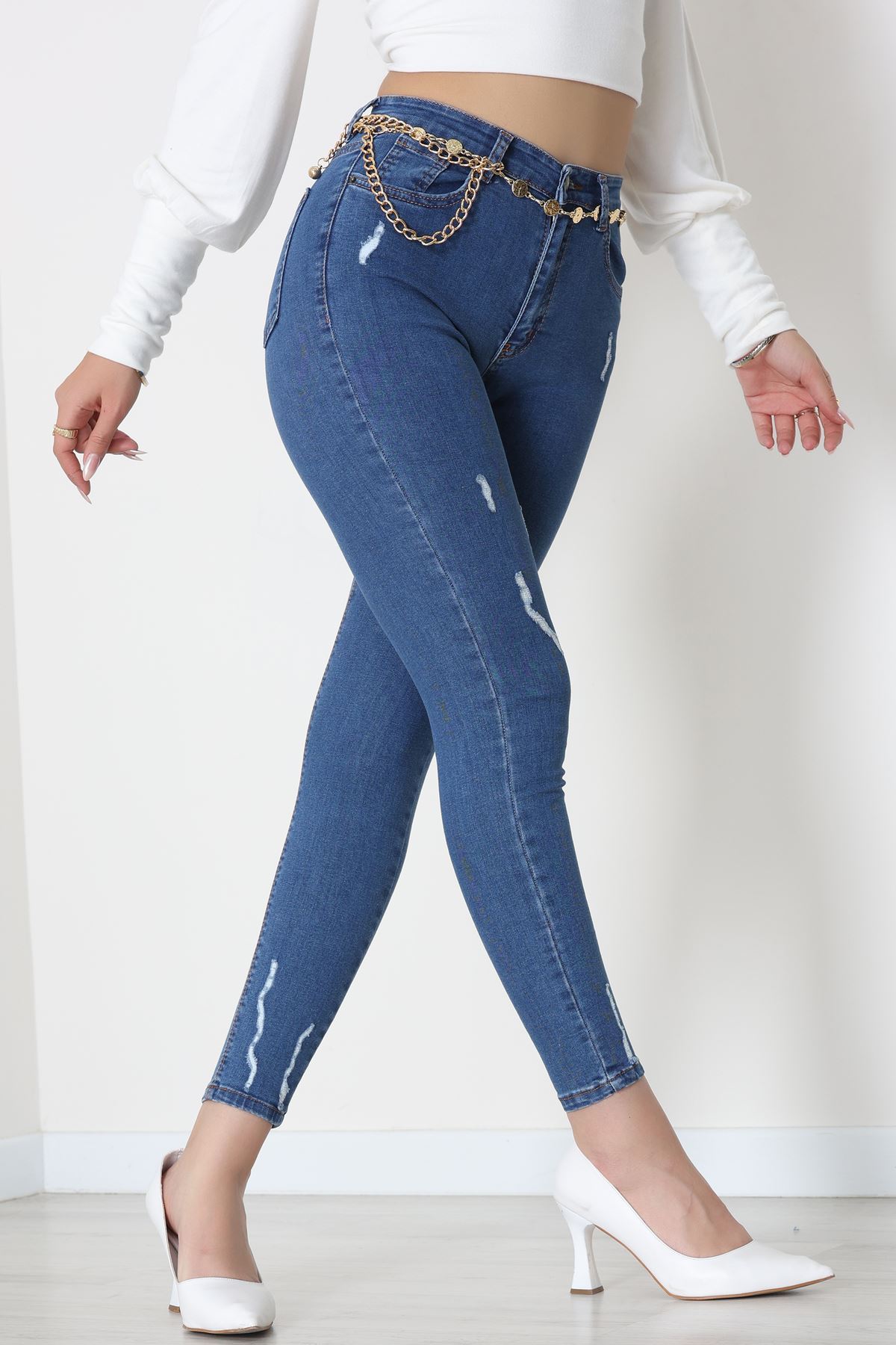 Dar Paça Kot Pantolon Açıkmavi - 42701.2121.