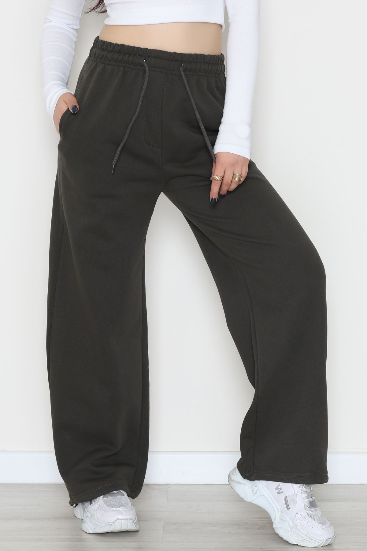 3 İplik Şardonlu Paça Stoperli Eşofman Altı Haki - 52069.2113.