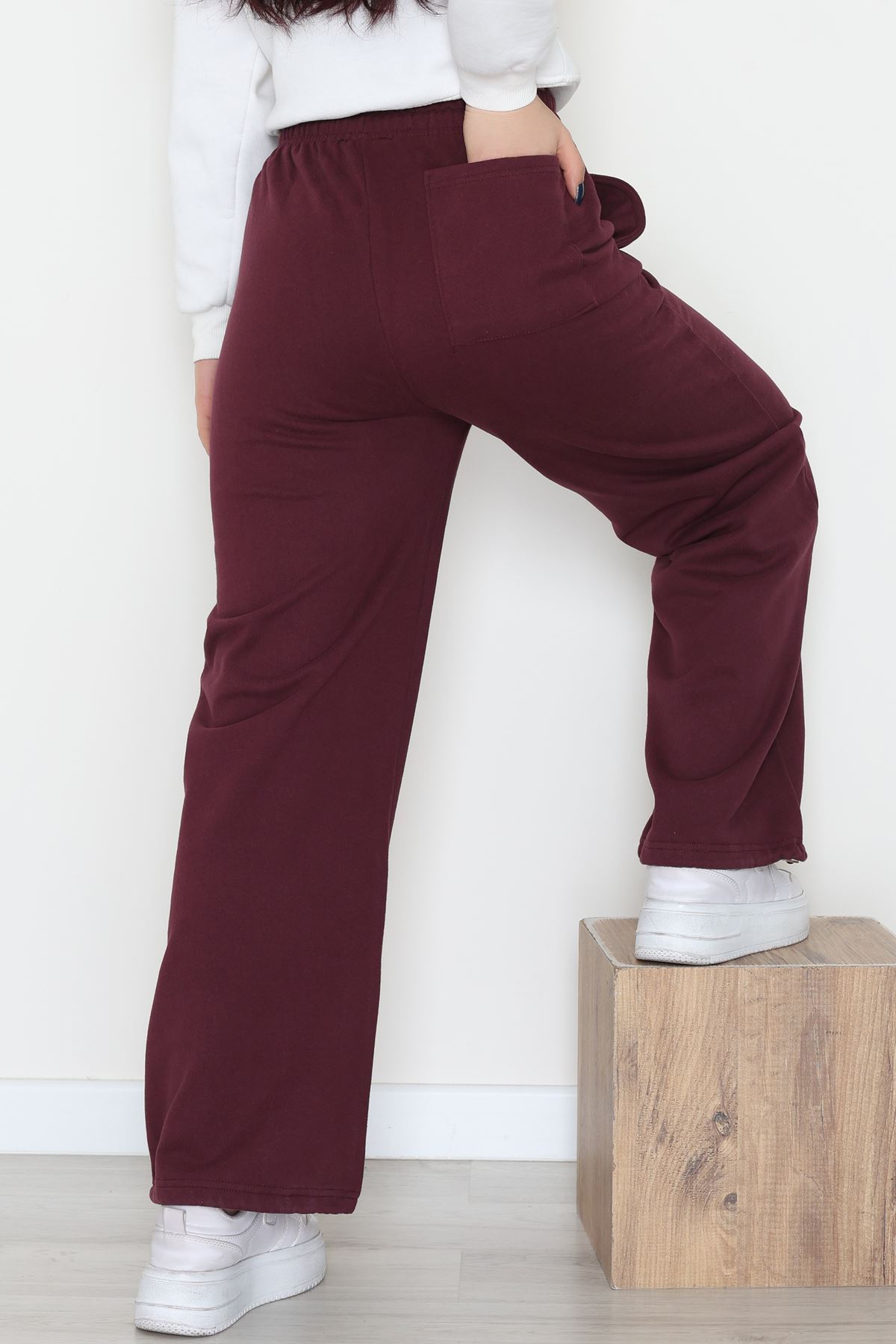 3 İplik Şardonlu Paça Stoperli Eşofman Altı Mürdüm - 52069.2113.