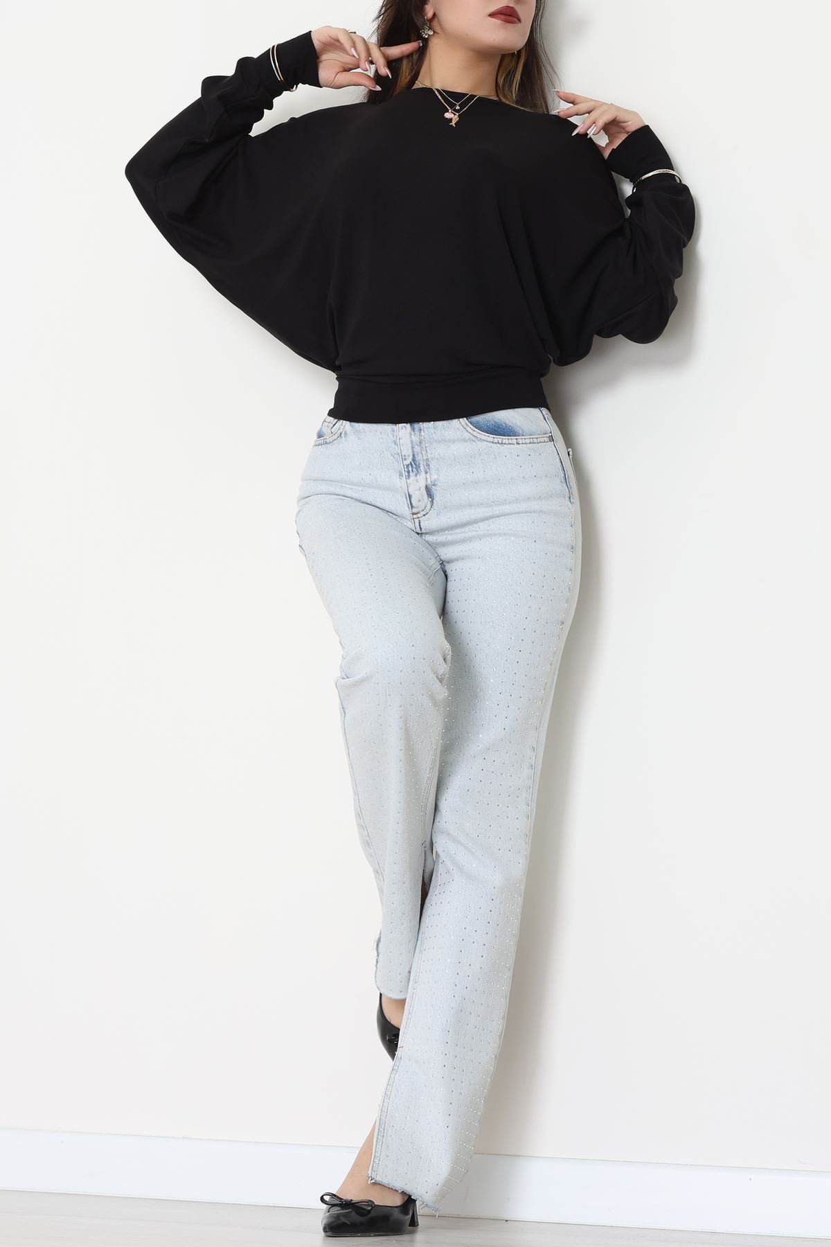 Yarasa Kol Salaş Bluz Siyah - 31740.2115.