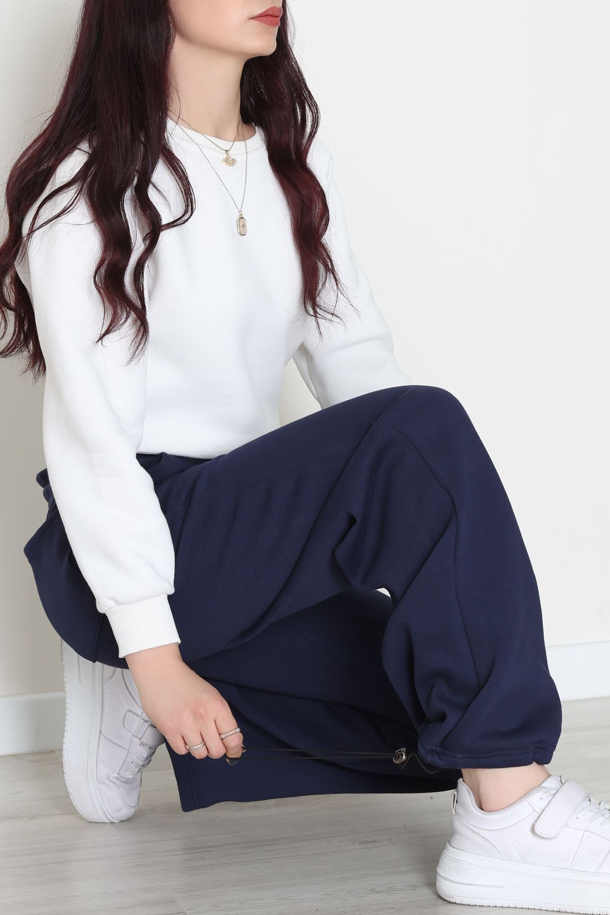 3 İplik Şardonlu Paça Stoperli Eşofman Altı Lacivert - 52069.2113.