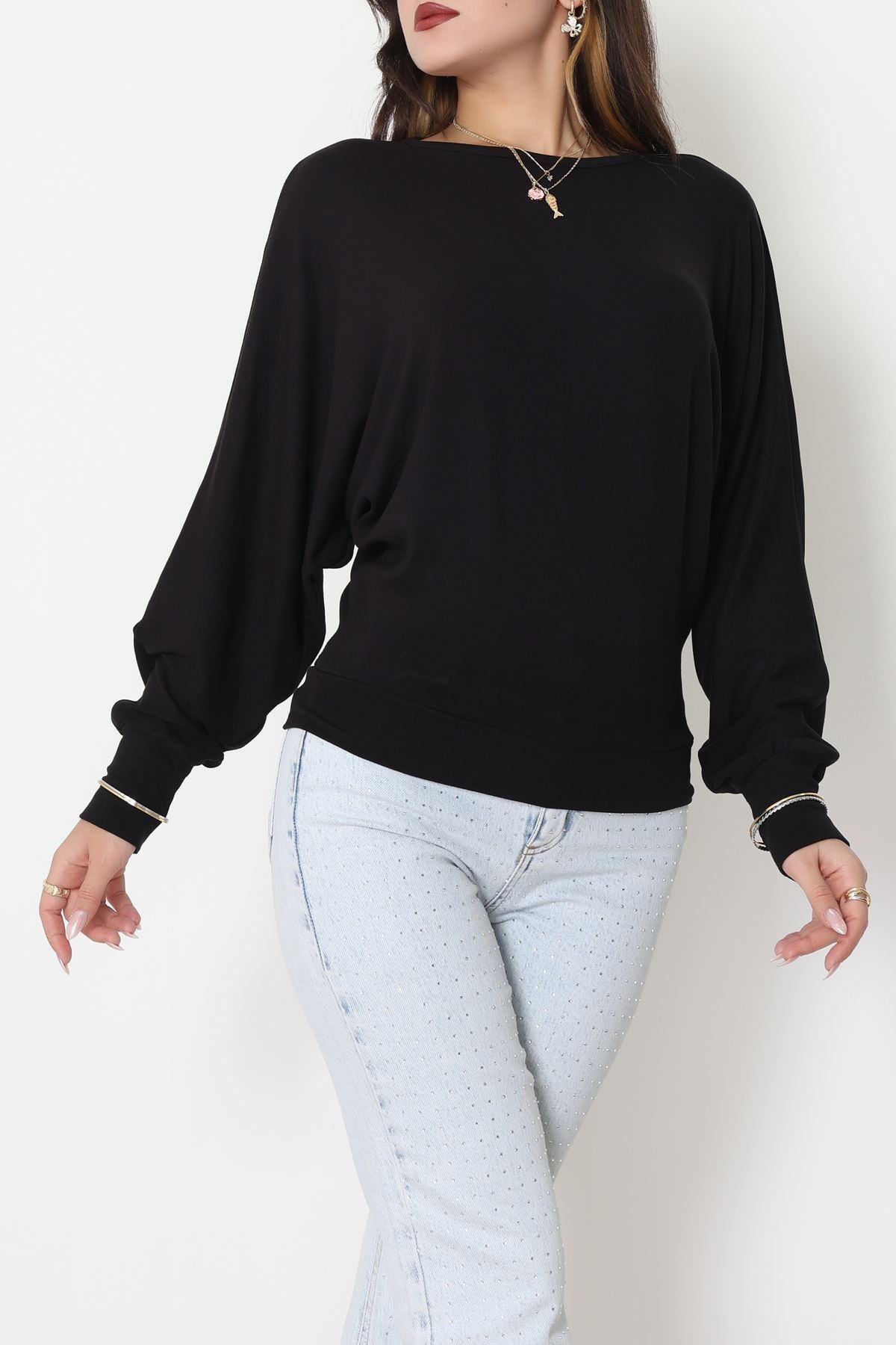 Yarasa Kol Salaş Bluz Siyah - 31740.2115.