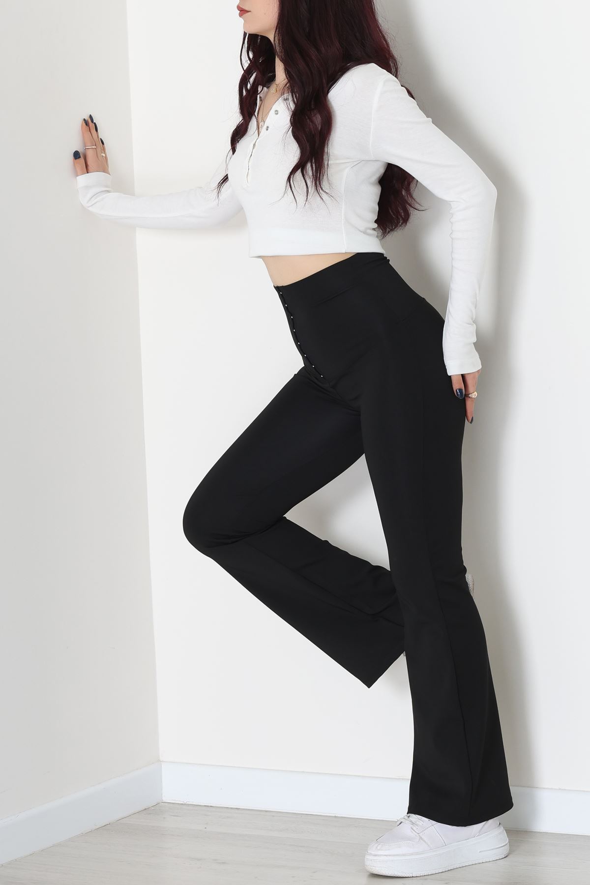 Agraflı İspanyol Paça Dalgıç Tayt Siyah - 52117.1881.