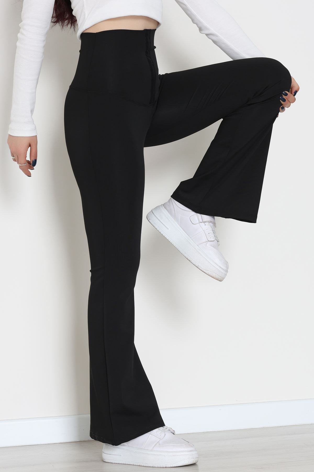 Agraflı İspanyol Paça Dalgıç Tayt Siyah - 52117.1881.